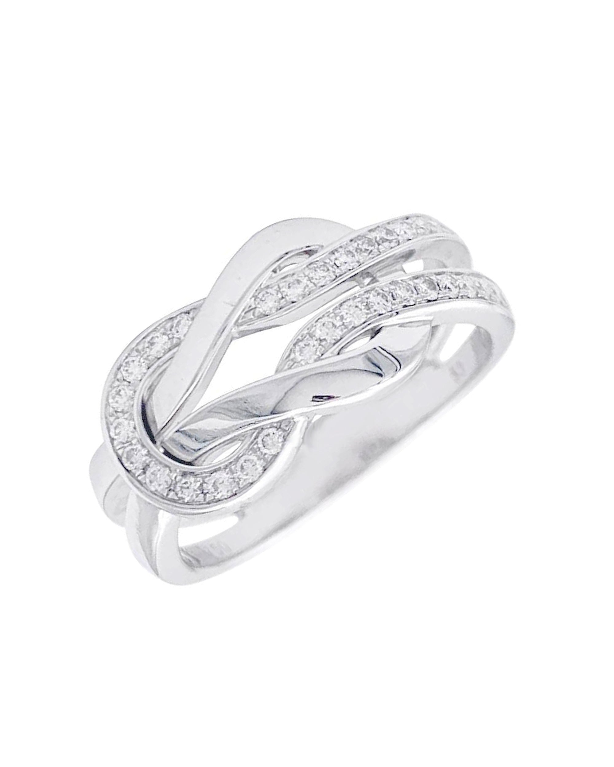 BAGUE EN ARGENT MOTIF DOUBLE NOEUD ET PIERRES
