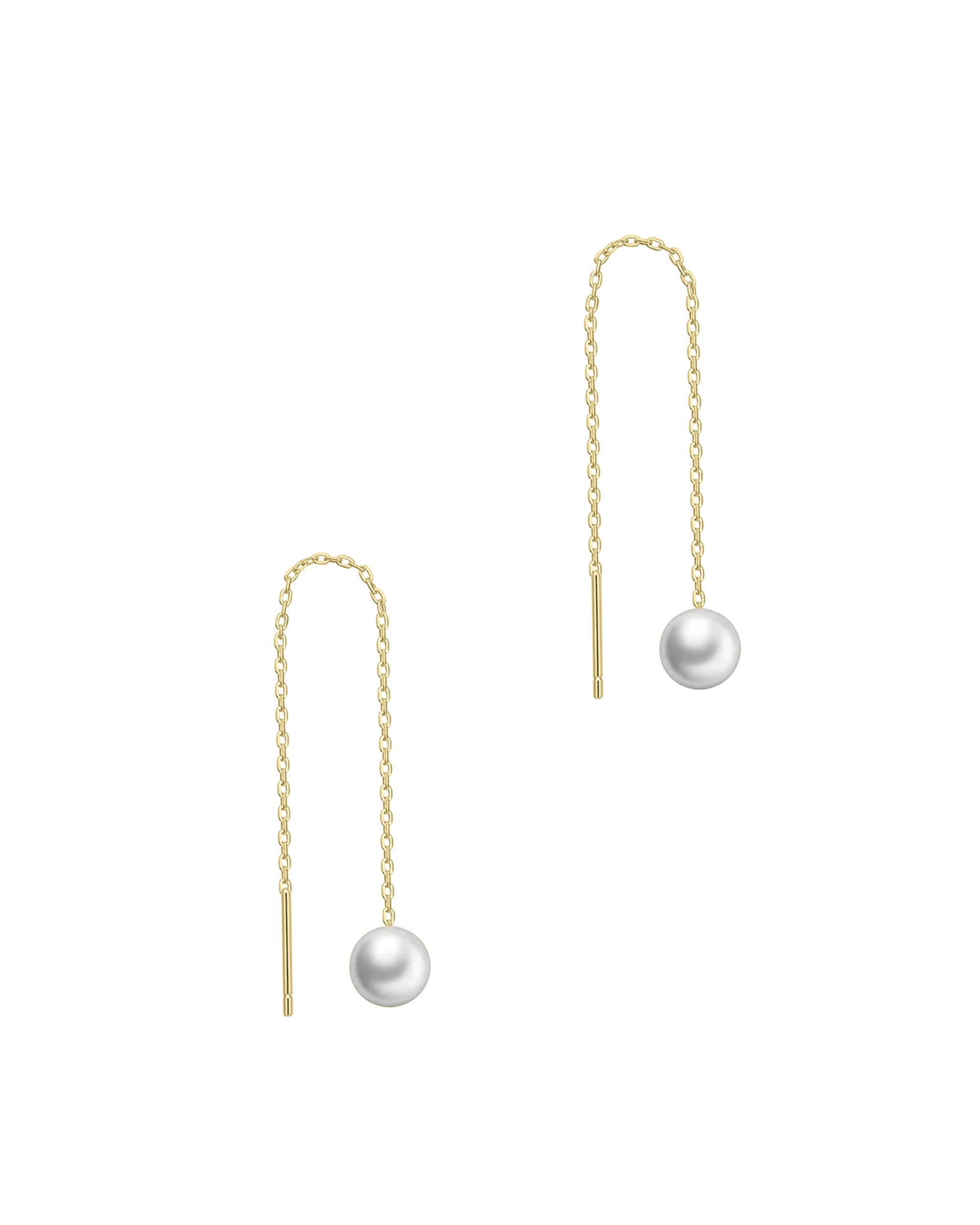 BOUCLES D'OREILLES EN ACIER DORE PERLE ET CHAINE