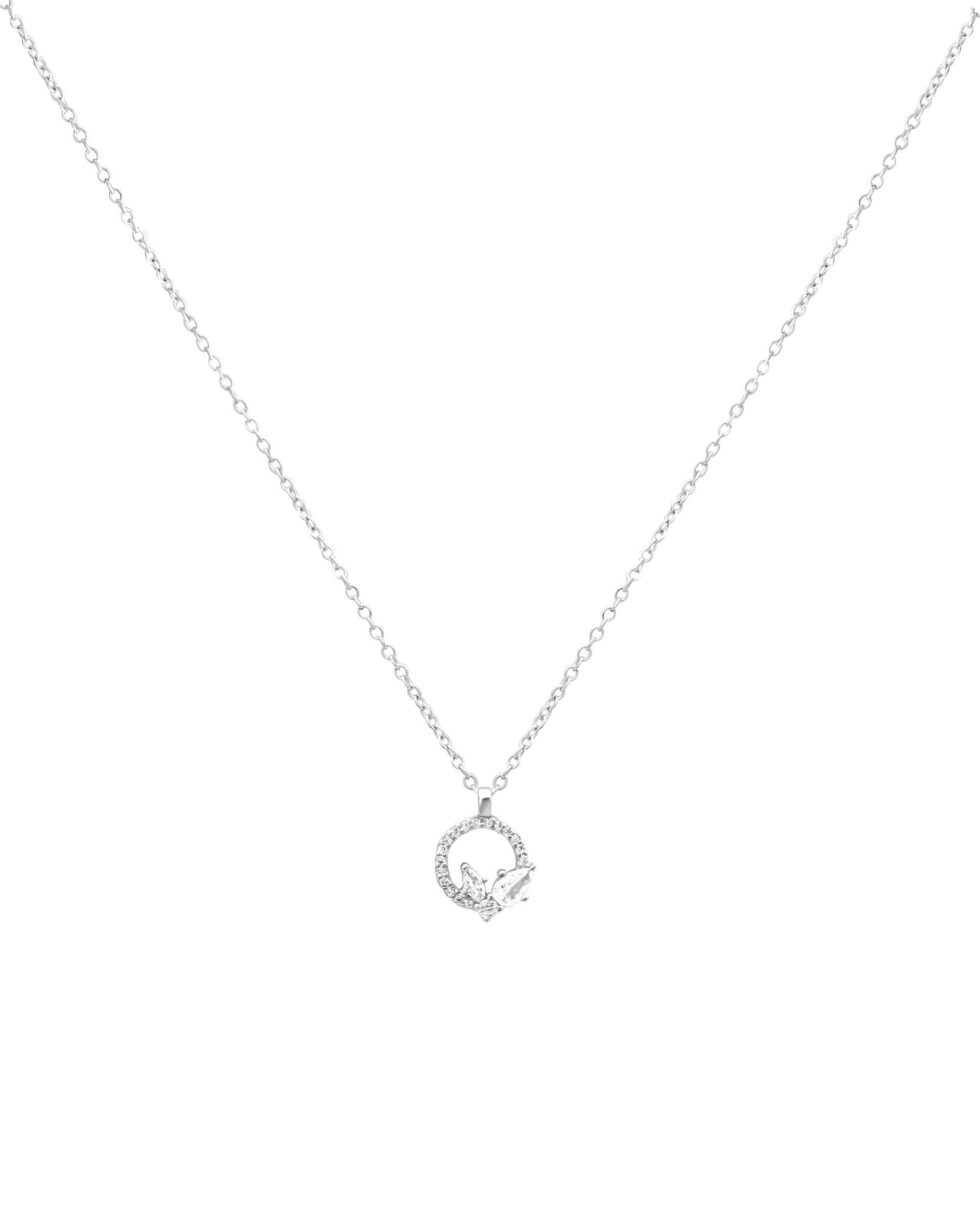 COLLIER EN ARGENT PENDENTIF CERCLE AVEC ZIRCONIUM ET TRIPLE PIERRES