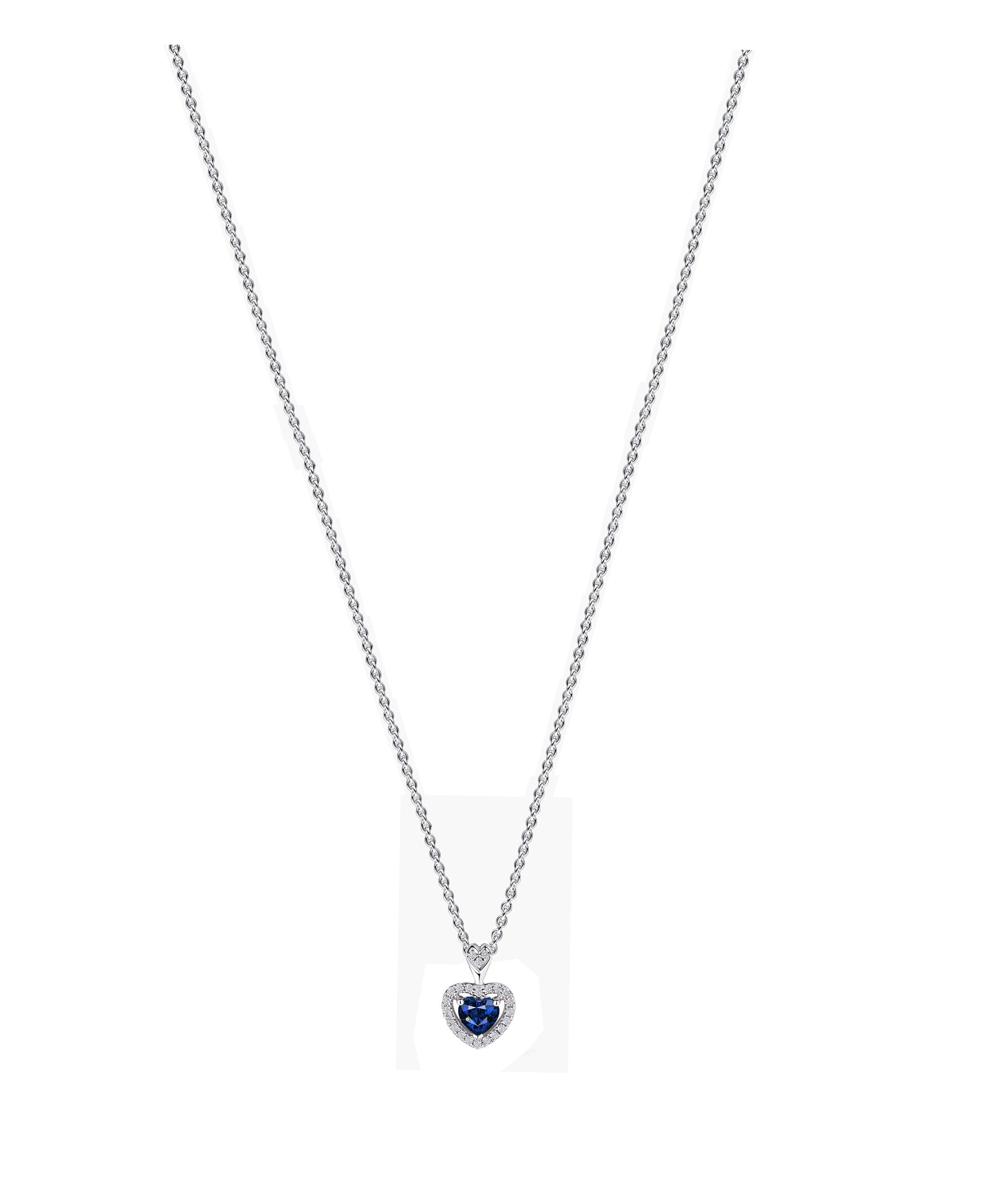 COLLIER EN ARGENT PENDENTIF COEUR BLEU ET PIERRES