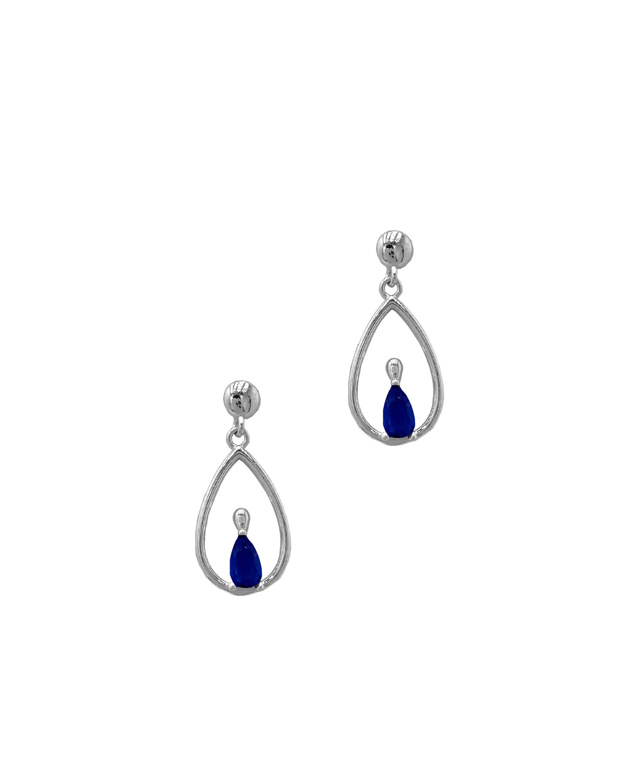 BOUCLES D'OREILLES EN ARGENT GOUTTE PENDANTE ET PIERRE BLEUE