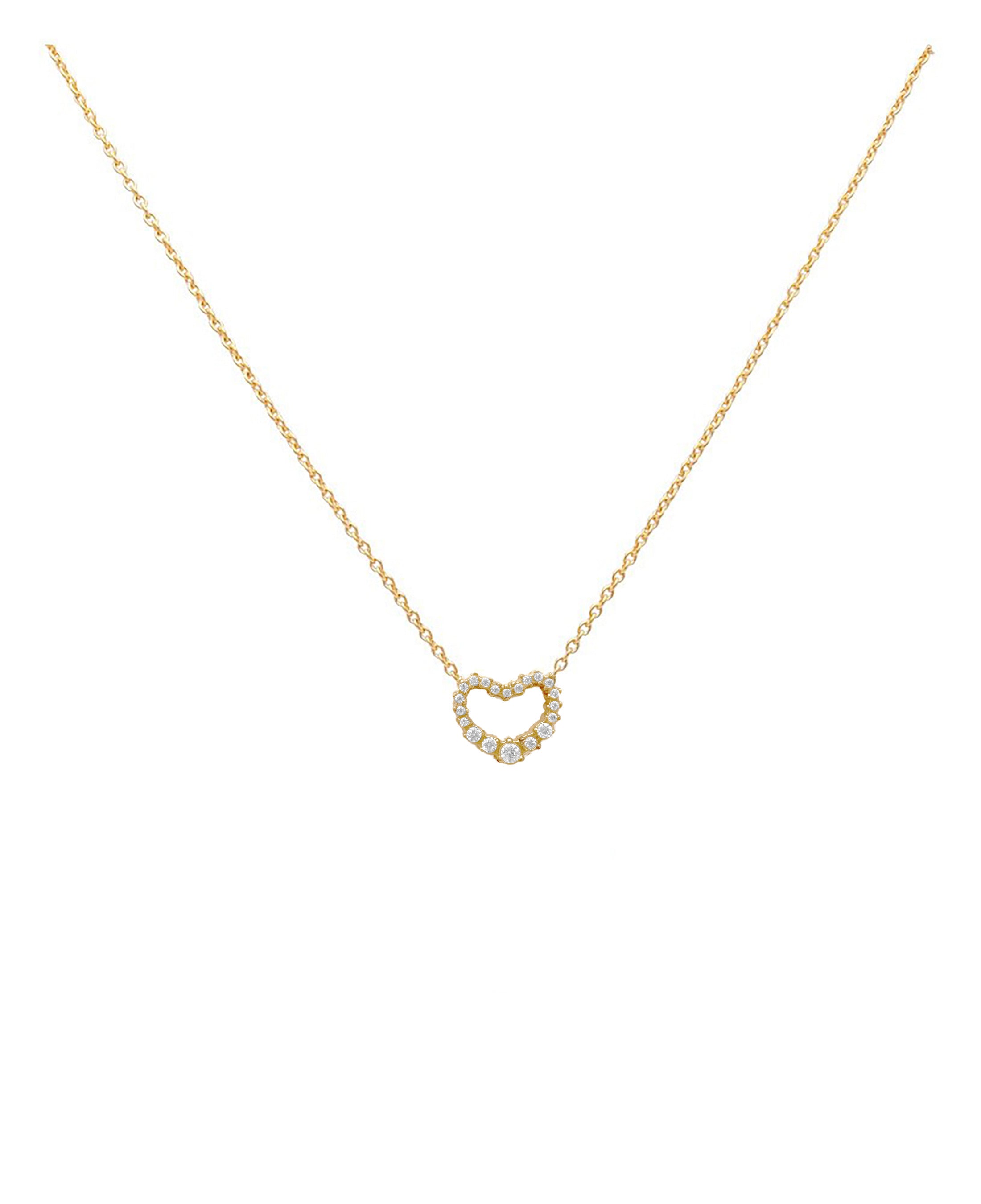 COLLIER EN ACIER DORE MOTIF COEUR AVEC PIERRES