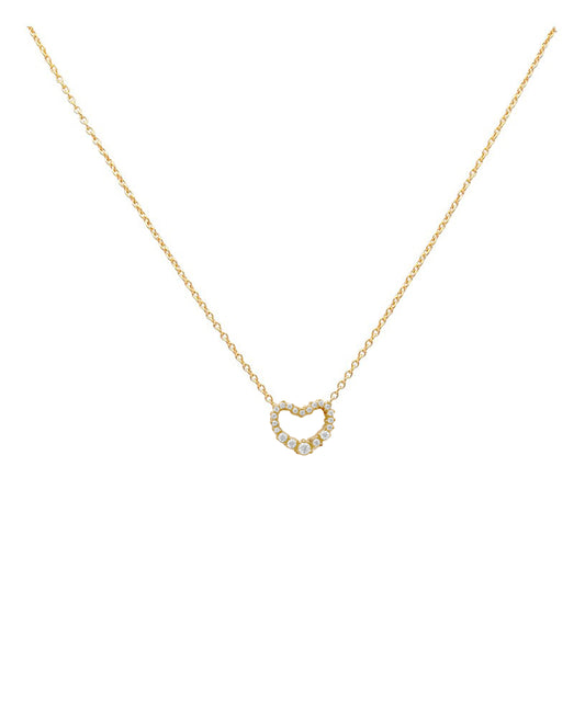 Collier en acier doré motif coeur avec pierres
