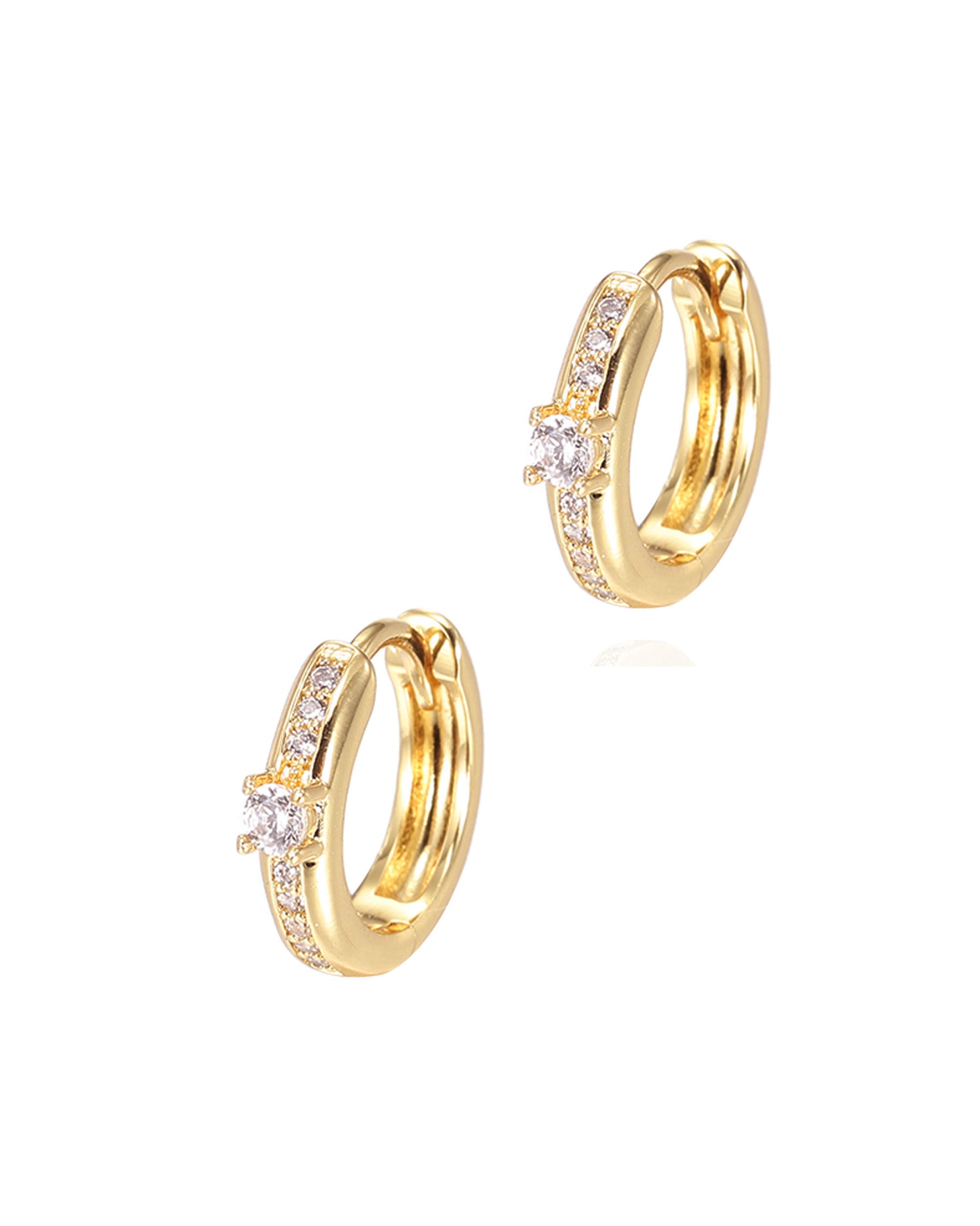 CREOLES EN PLAQUE OR SERTIE DE PIERRES ET SOLITAIRE