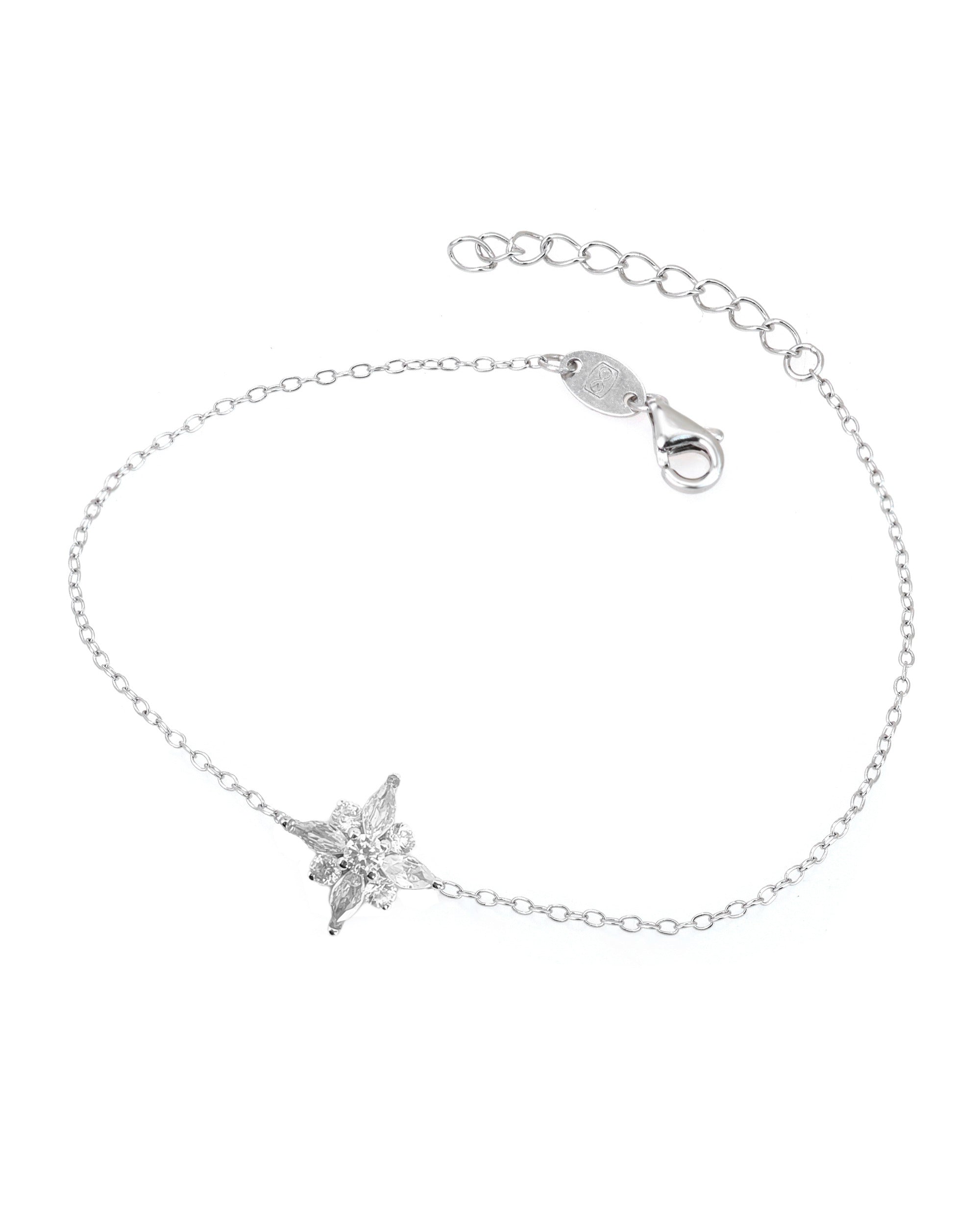BRACELET EN ARGENT MOTIF FLEUR AVEC PIERRES