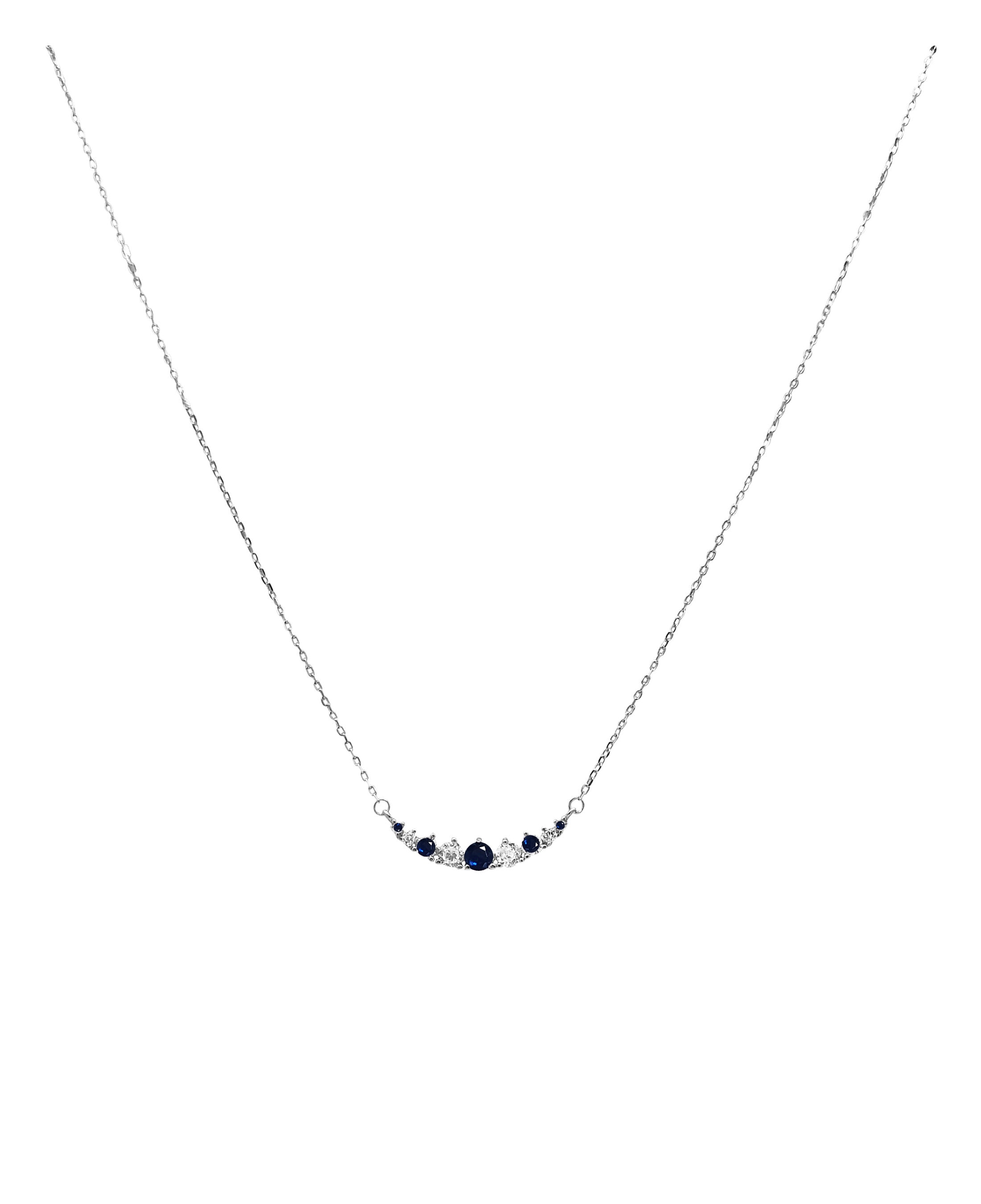 COLLIER EN ARGENT MOTIF COURBE AVEC PIERRES BLANCHES ET BLEUES