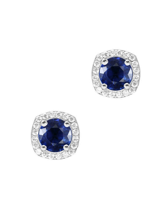 Zilveren solitaire oorbellen met blauwe en stenen