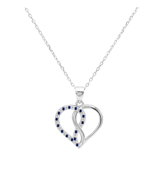 Collier en argent avec coeurs enlacés et zirconium