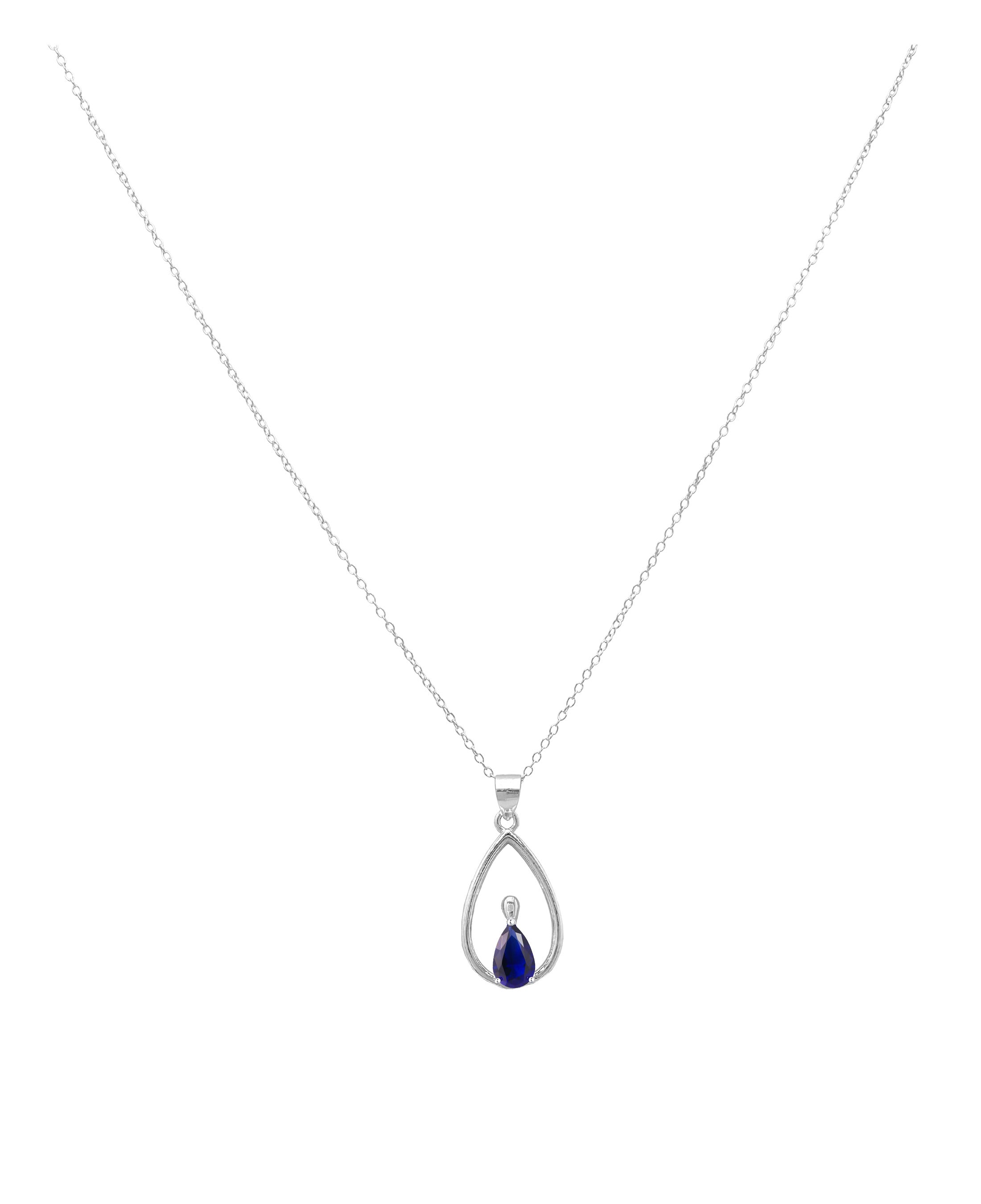 COLLIER EN ARGENT PENDENTIF GOUTTE ET PIERRE BLEUE