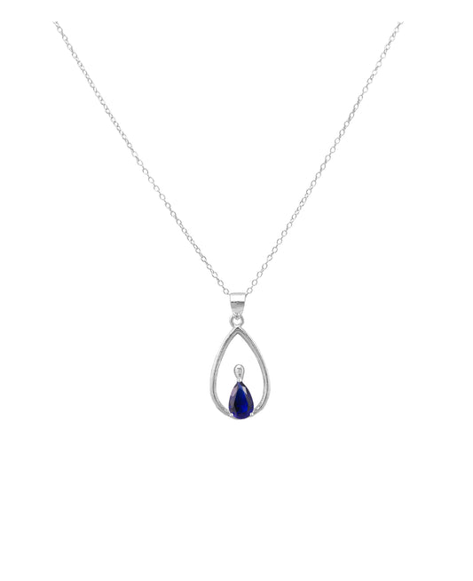 Collier en argent pendentif goutte et pierre bleue