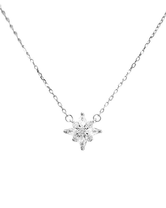 Collier en argent motif fleur avec pierres