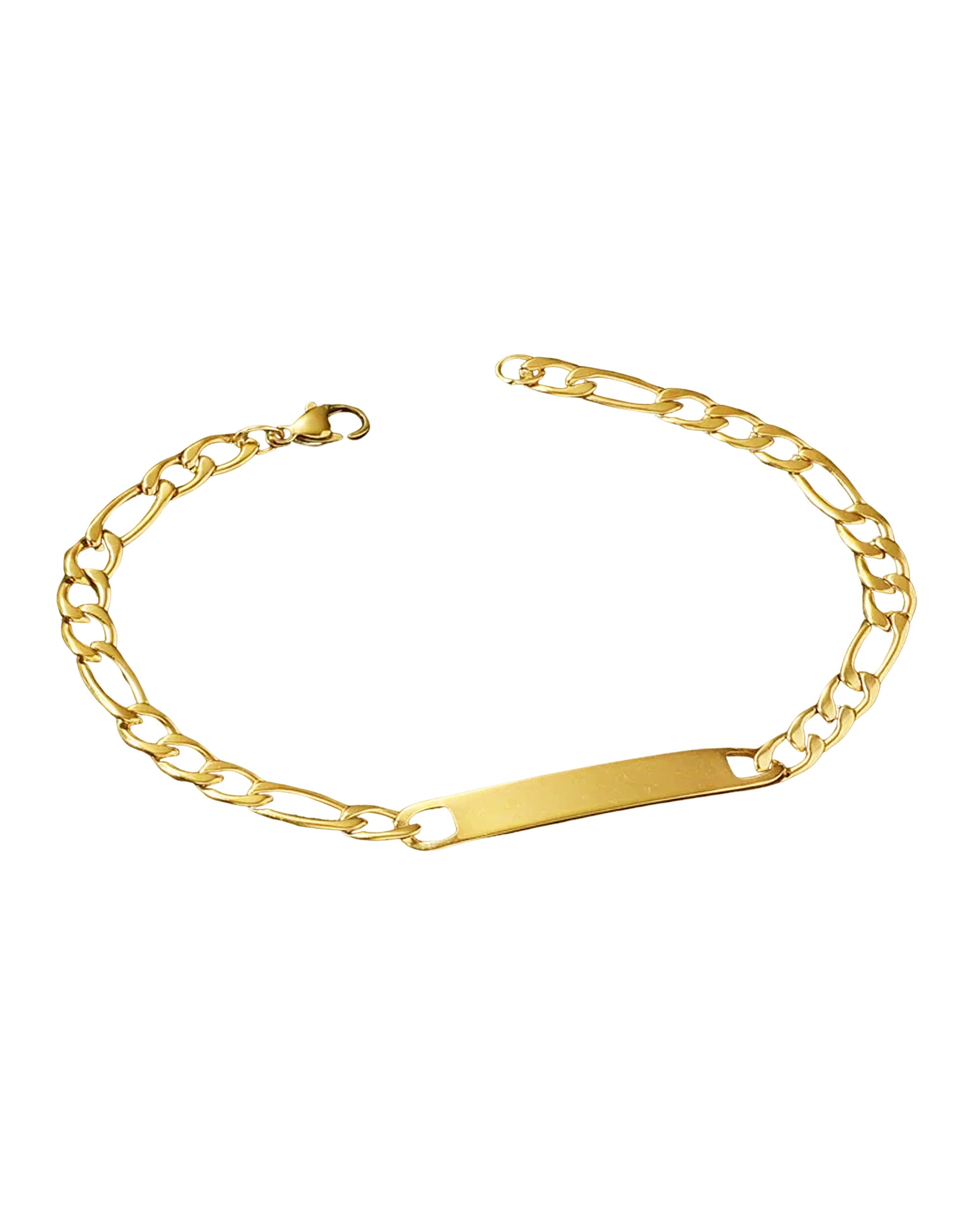 GOURMETTE EN ACIER DORE MAILLE FIGARO 6 MM