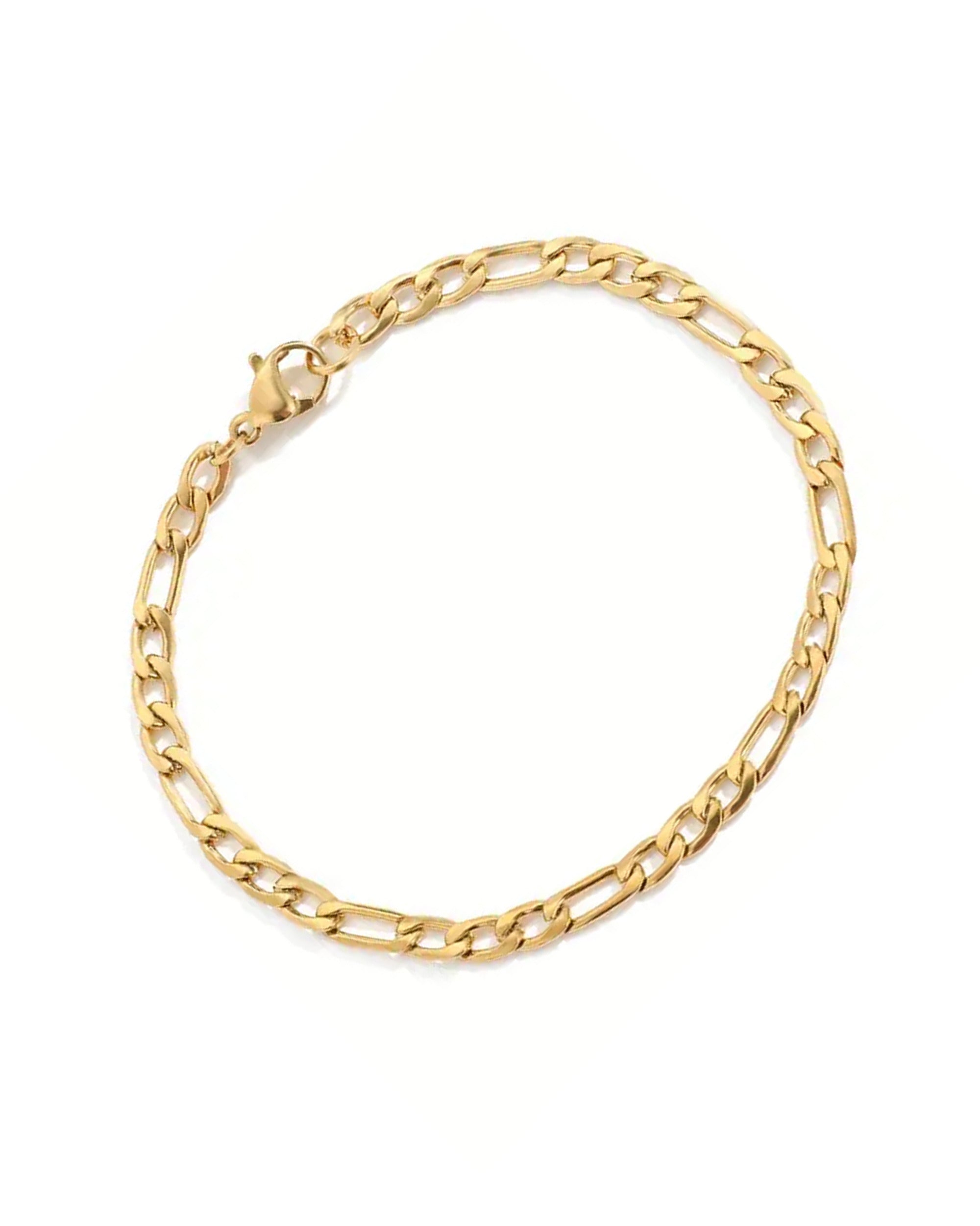 BRACELET EN ACIER DORE MAILLE FIGARO 6 MM