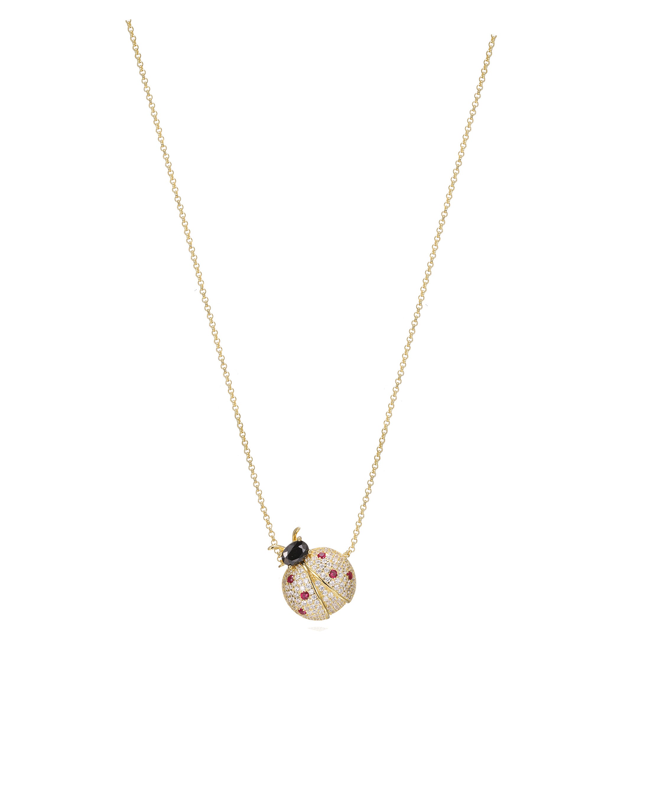 COLLIER EN PLAQUE OR MOTIF COCCINELLE AVEC PIERRES