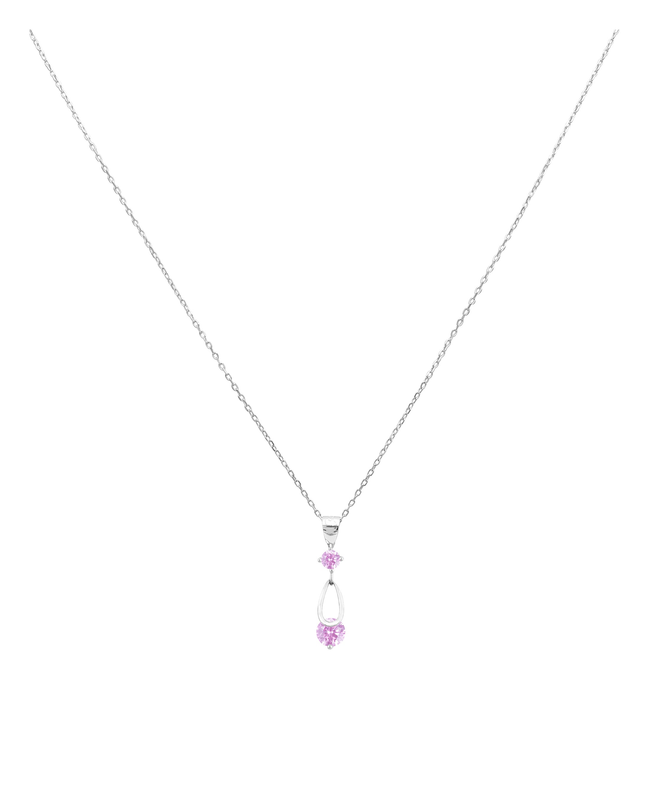 COLLIER EN ARGENT GOUTTE ET SOLITAIRE ROSE CLAIR