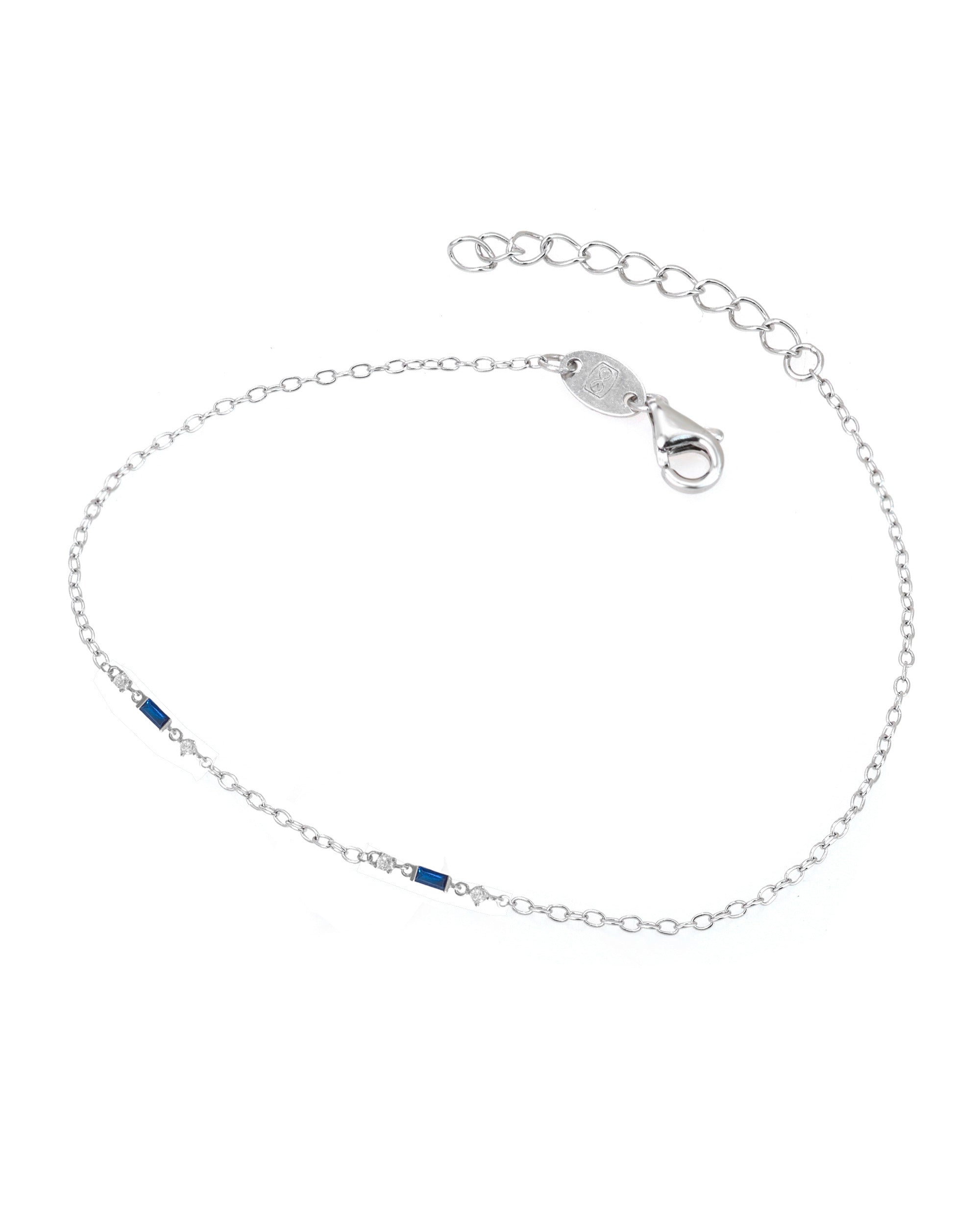 BRACELET EN ARGENT DOUBLE MOTIF AVEC PIERRE BLEUE RECTANGLE