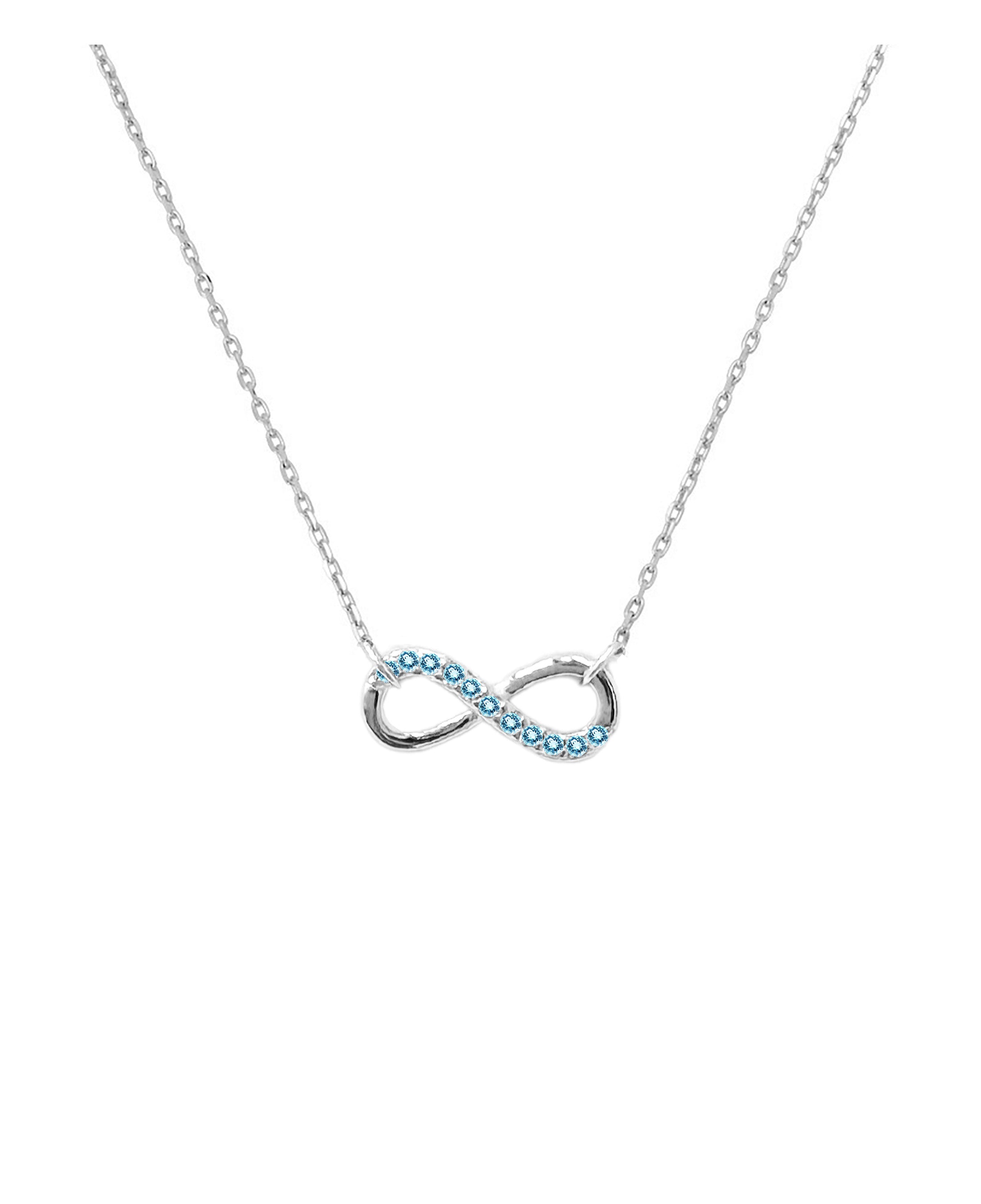 COLLIER EN ARGENT MOTIF INFINI AVEC PIERRES BLEU CLAIR