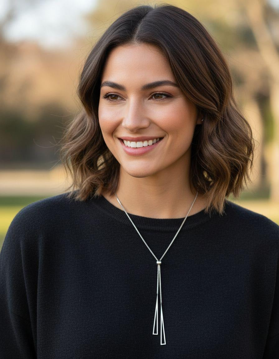 COLLIER EN ACIER MAILLE VENITIENNE 2 TRIANGLES ET BOULE