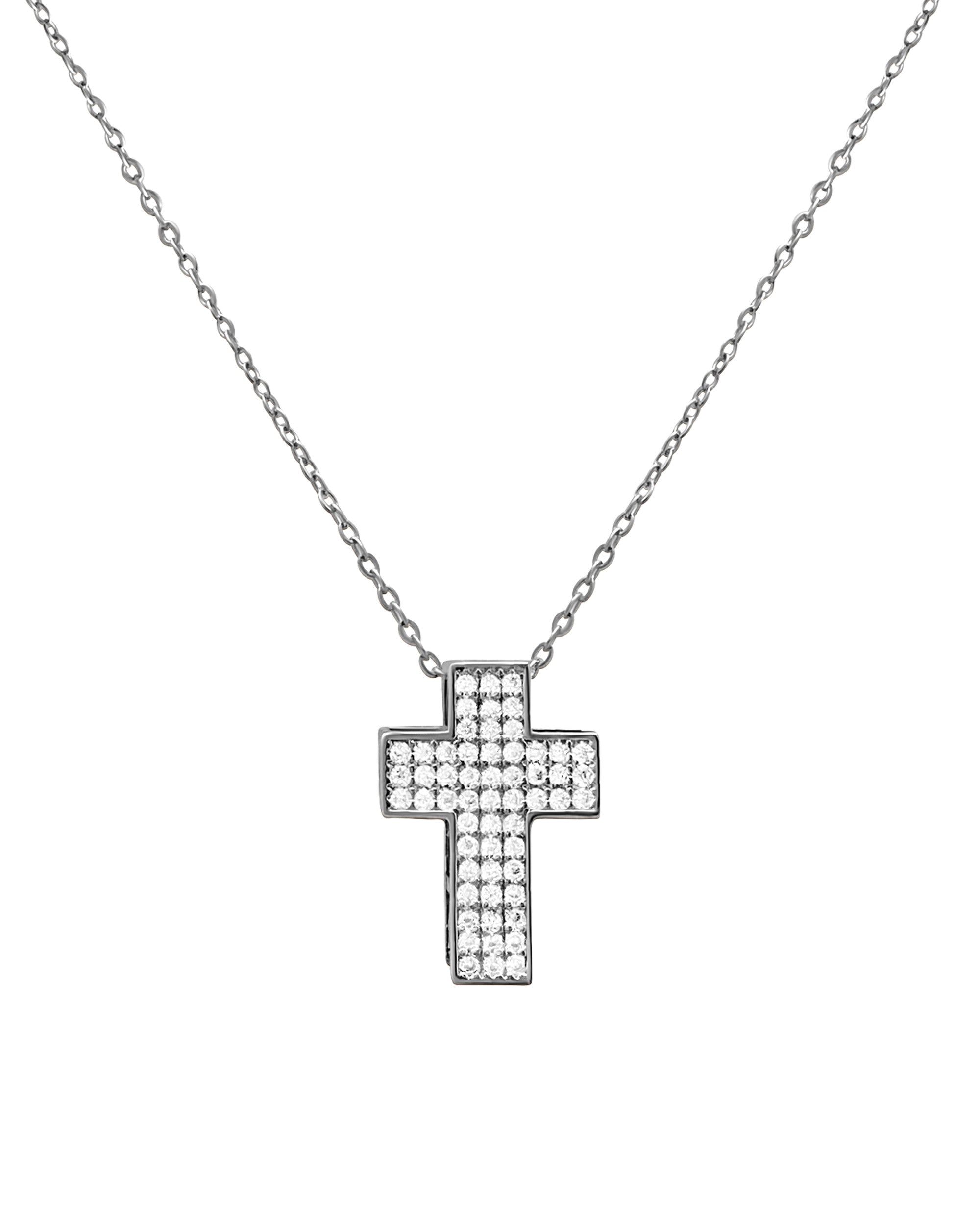 COLLIER EN ACIER PENDENTIF CROIX AVEC PIERRES