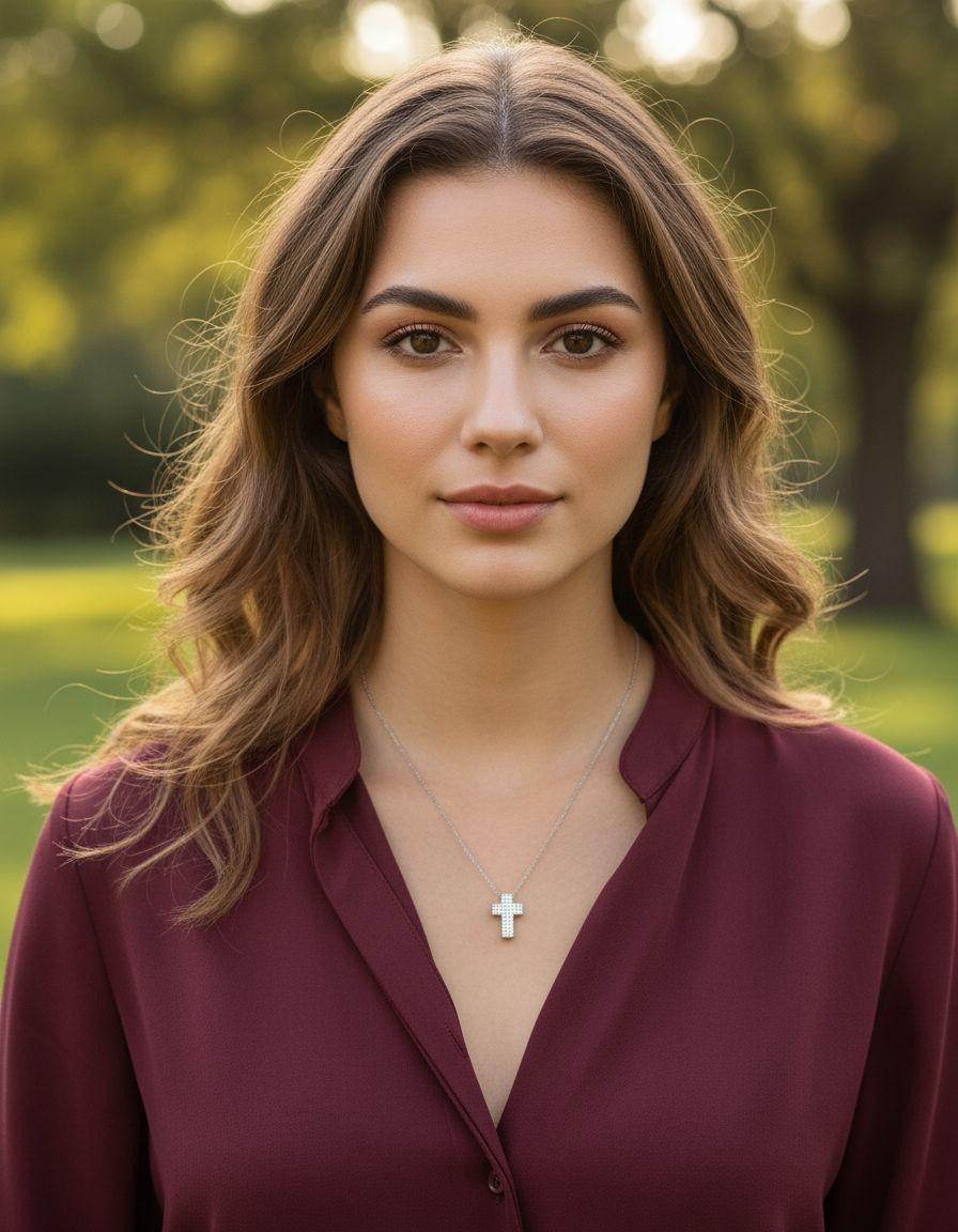 COLLIER EN ACIER PENDENTIF CROIX AVEC PIERRES