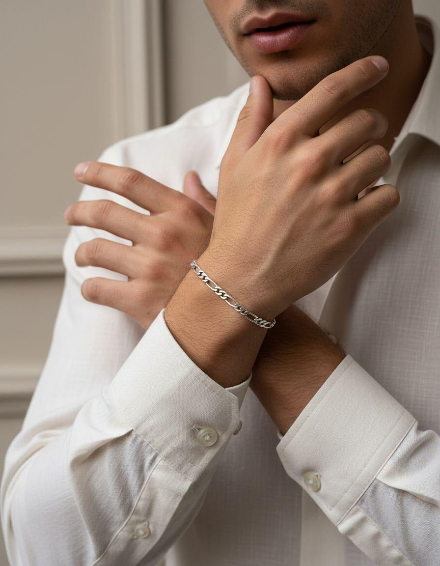 BRACELET EN ACIER MAILLE FIGARO 5,5 MM