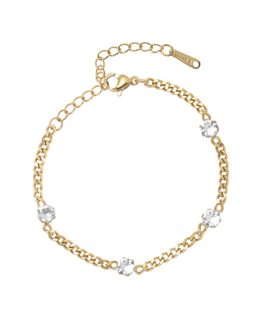 Vergulde stalen armband met zirkonium