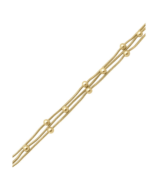 Bracelet en acier doré triple maille avec billes