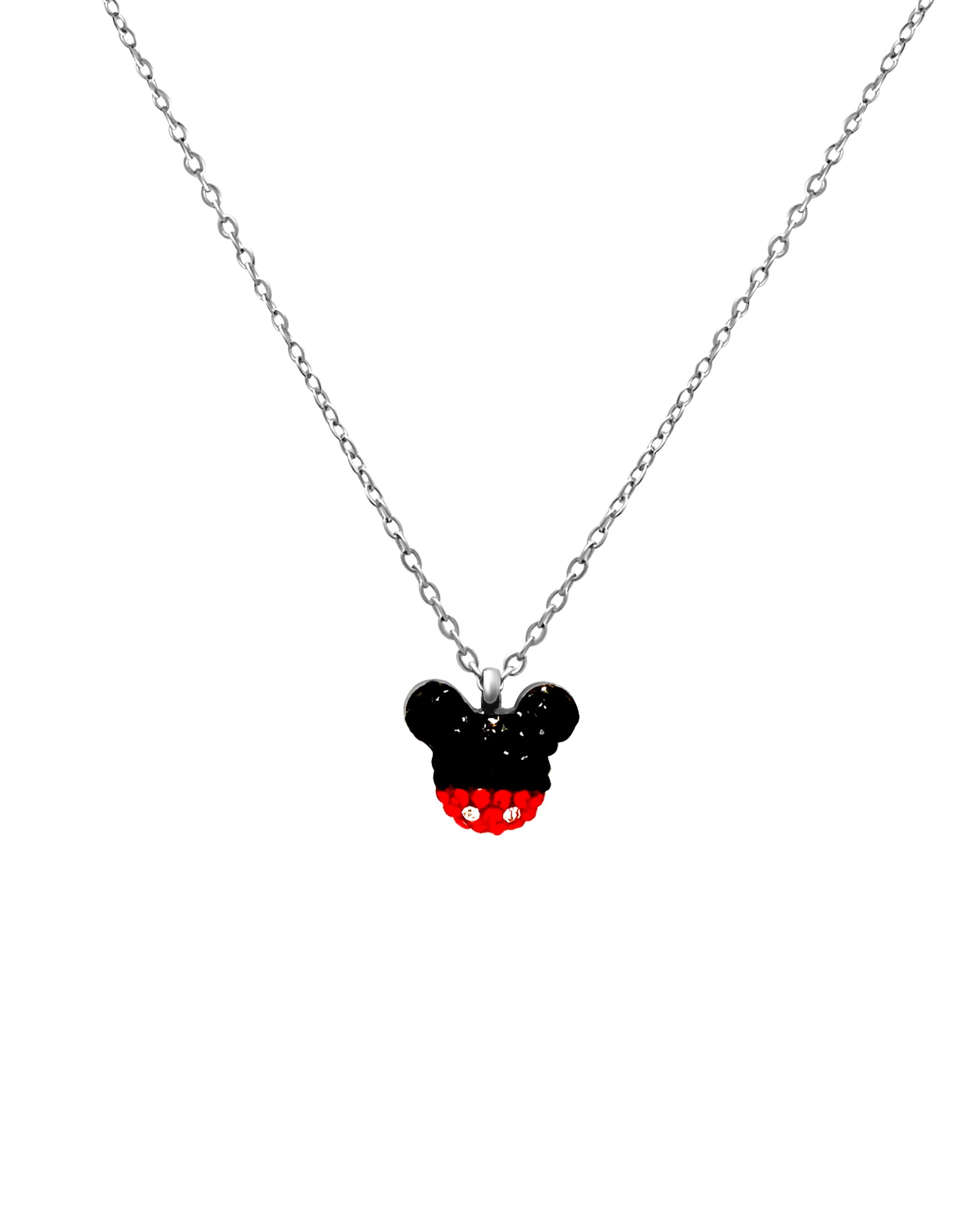 COLLIER EN ACIER PENDENTIF MICKEY MOUSE AVEC STRASS