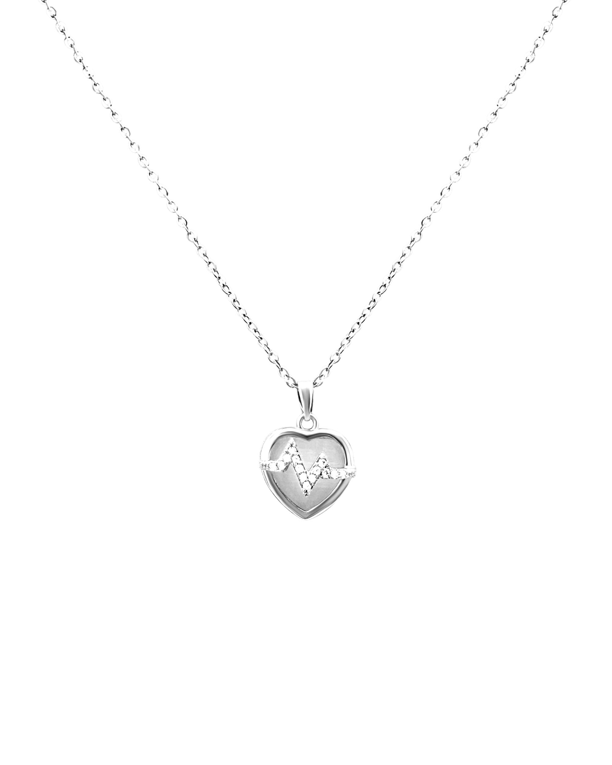 COLLIER EN ACIER PENDENTIF COEUR ET ECLAIR STRASS