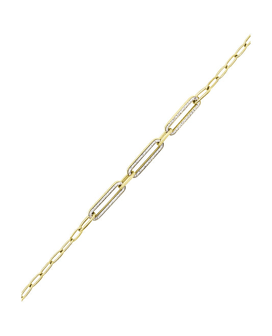 Bracelet en acier doré avec rectangle et strass