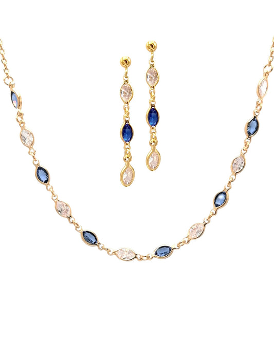 Parure en plaqué or zirconium blancs et saphir