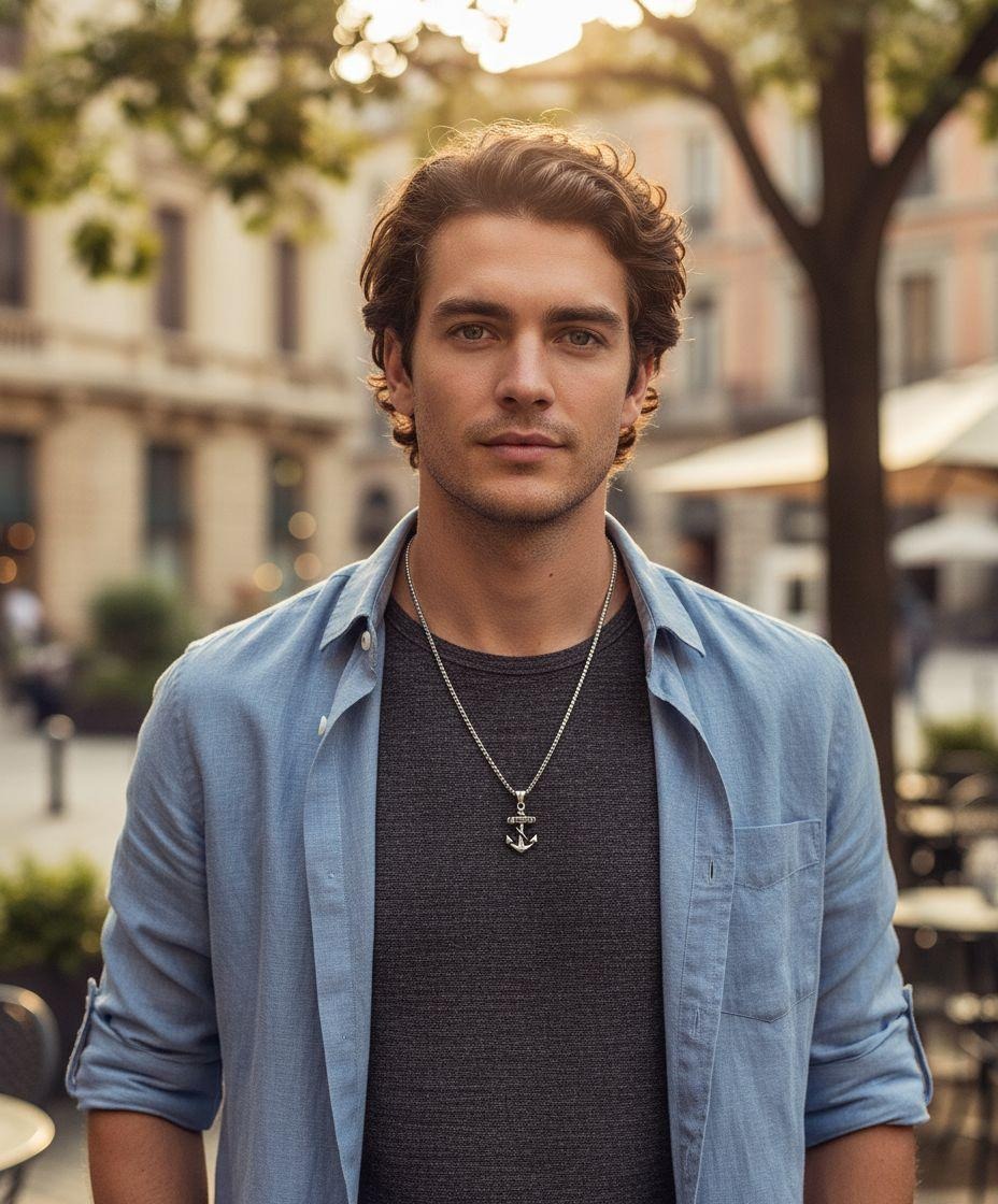 COLLIER EN ACIER PENDENTIF ANCRE