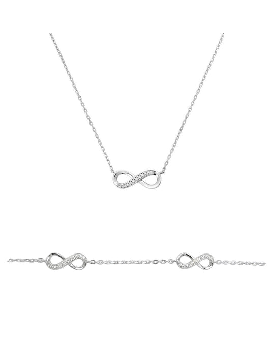 Parure en argent avec infini et zirconium