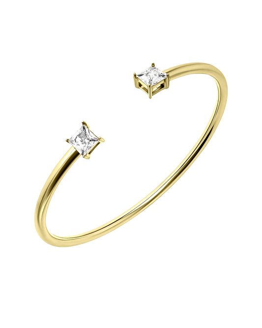 Bracelet jonc en acier doré avec 2 zirconium