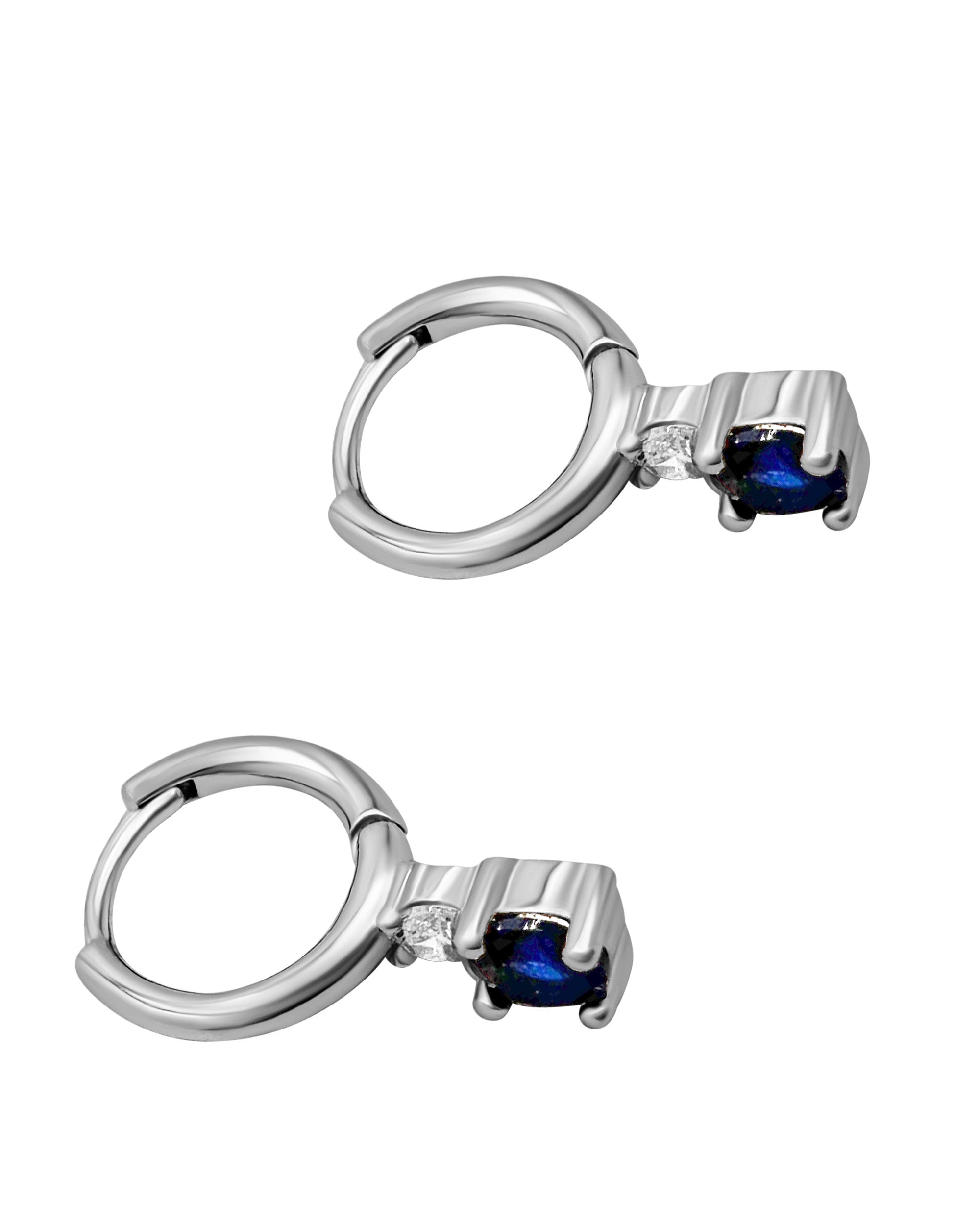 CREOLES EN ARGENT AVEC SOLITAIRE PENDANT