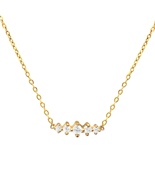 Collier en plaqué or avec 5 zirconium