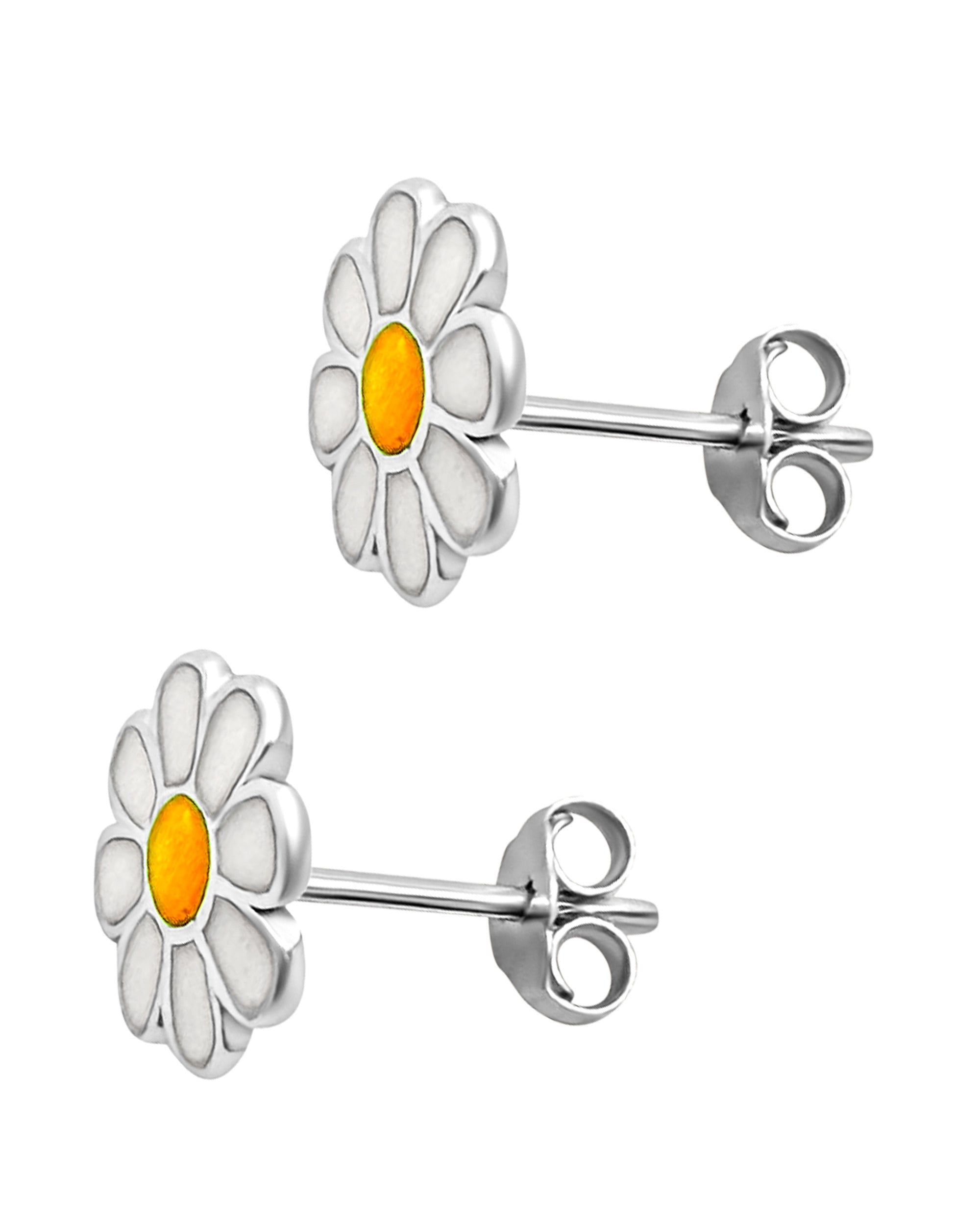 BOUCLES D'OREILLES ENFANT EN ARGENT MOTIF MARGUERITE