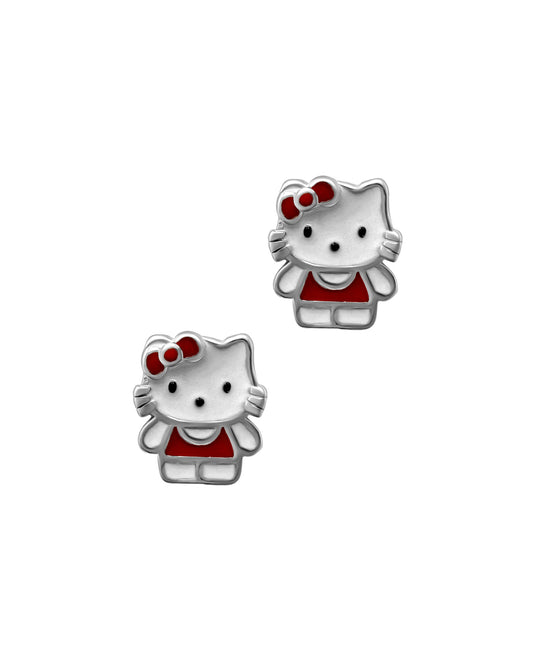 Boucles d'oreilles enfant en argent Hello Kitty