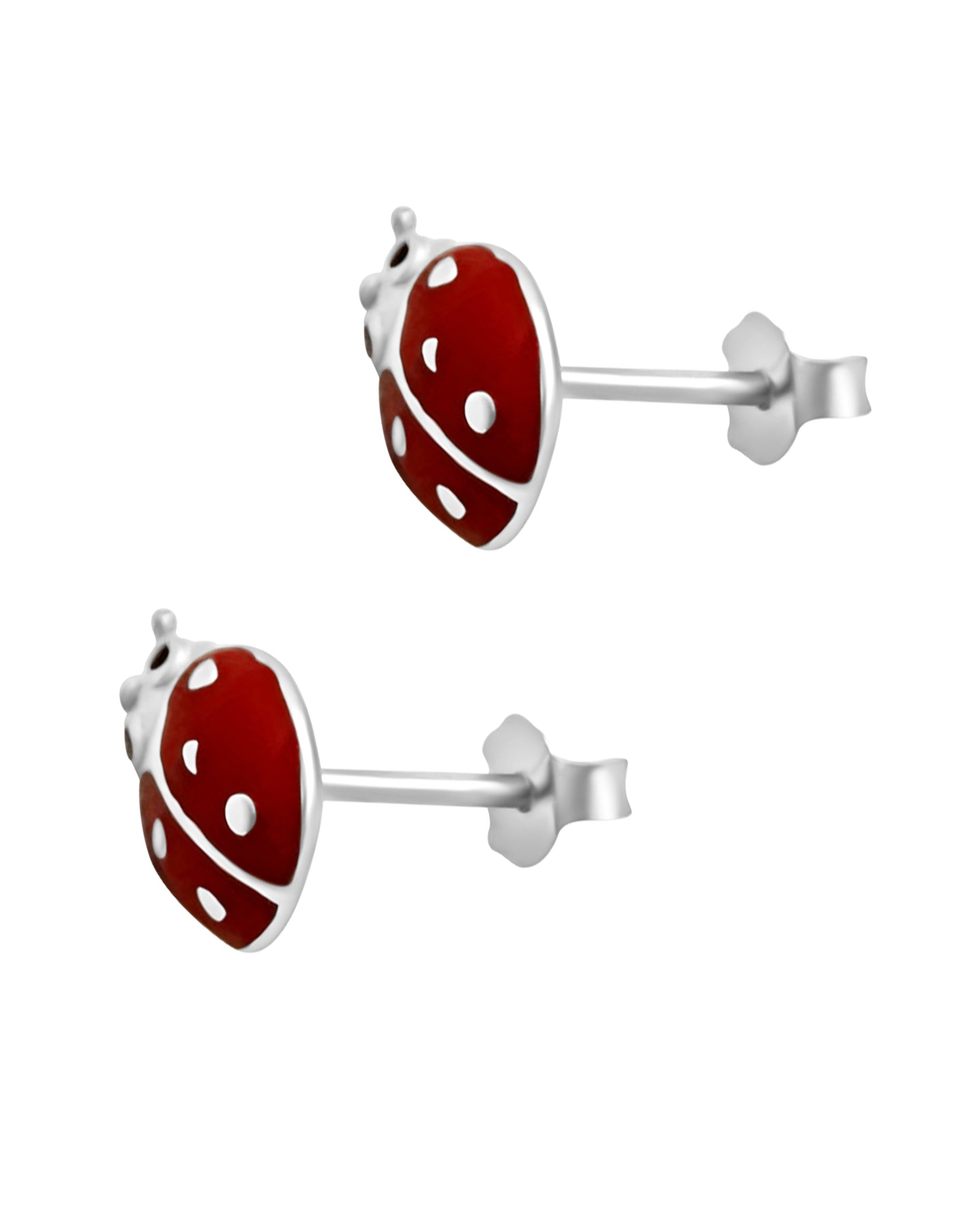 BOUCLES D'OREILLES EN ARGENT COCCINELLE