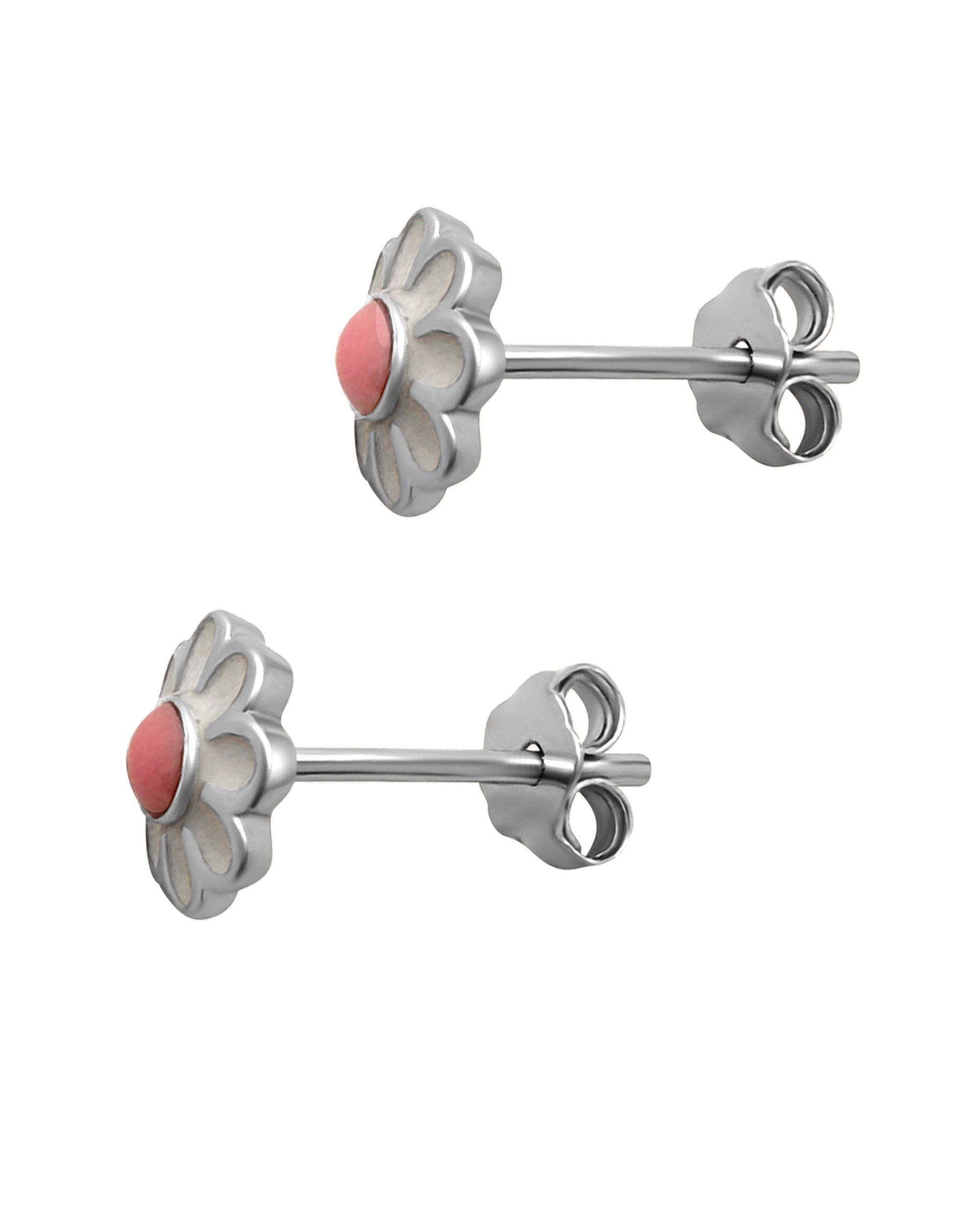 BOUCLES D'OREILLES ENFANT EN ARGENT MOTIF FLEUR