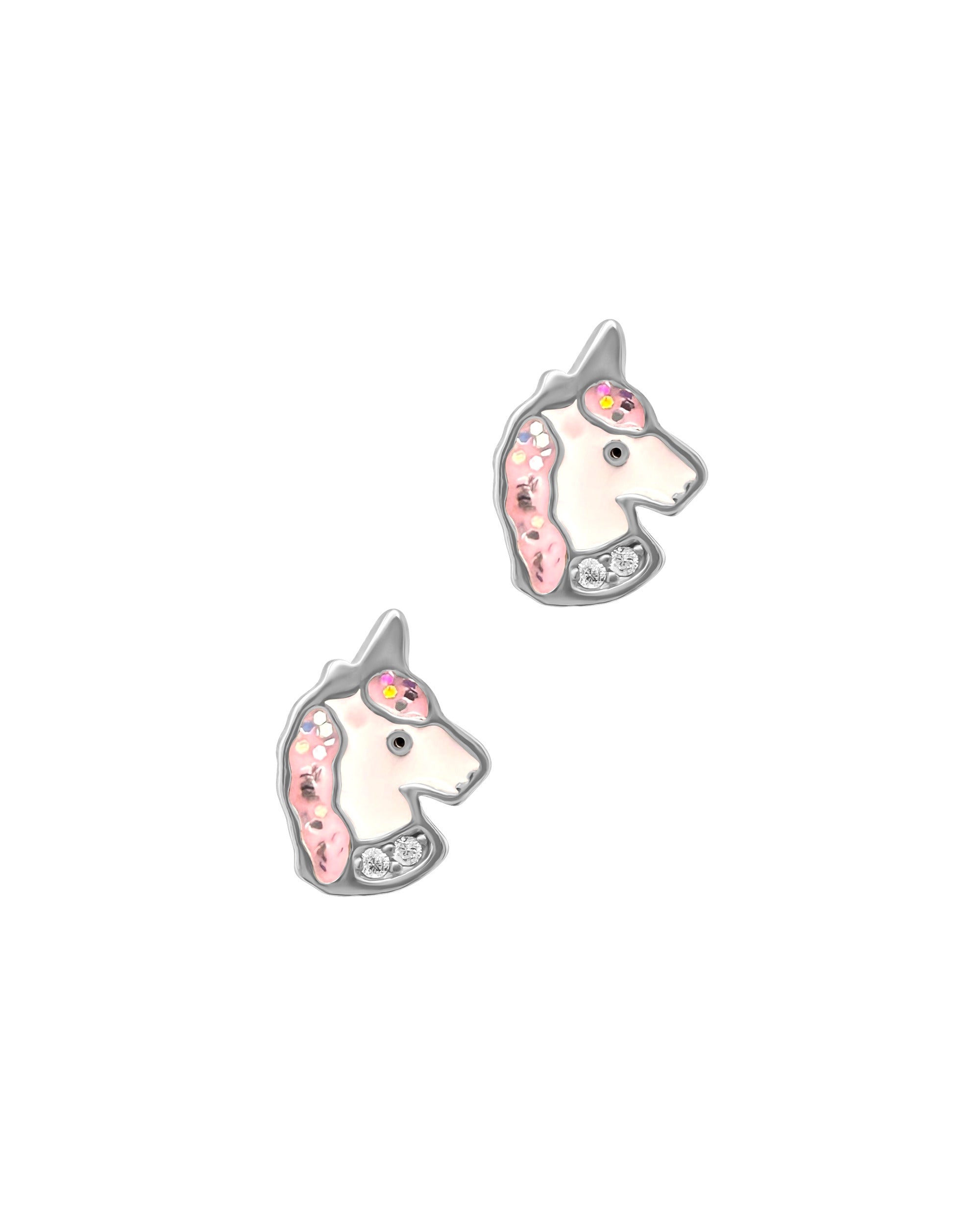BOUCLES D'OREILLES ENFANT  EN ARGENT LICORNE