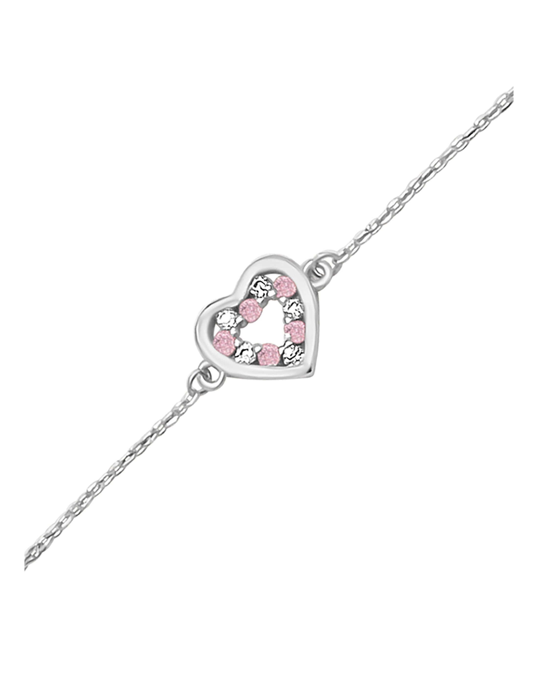 BRACELET ENFANT EN ARGENT COEUR AVEC PIERRES
