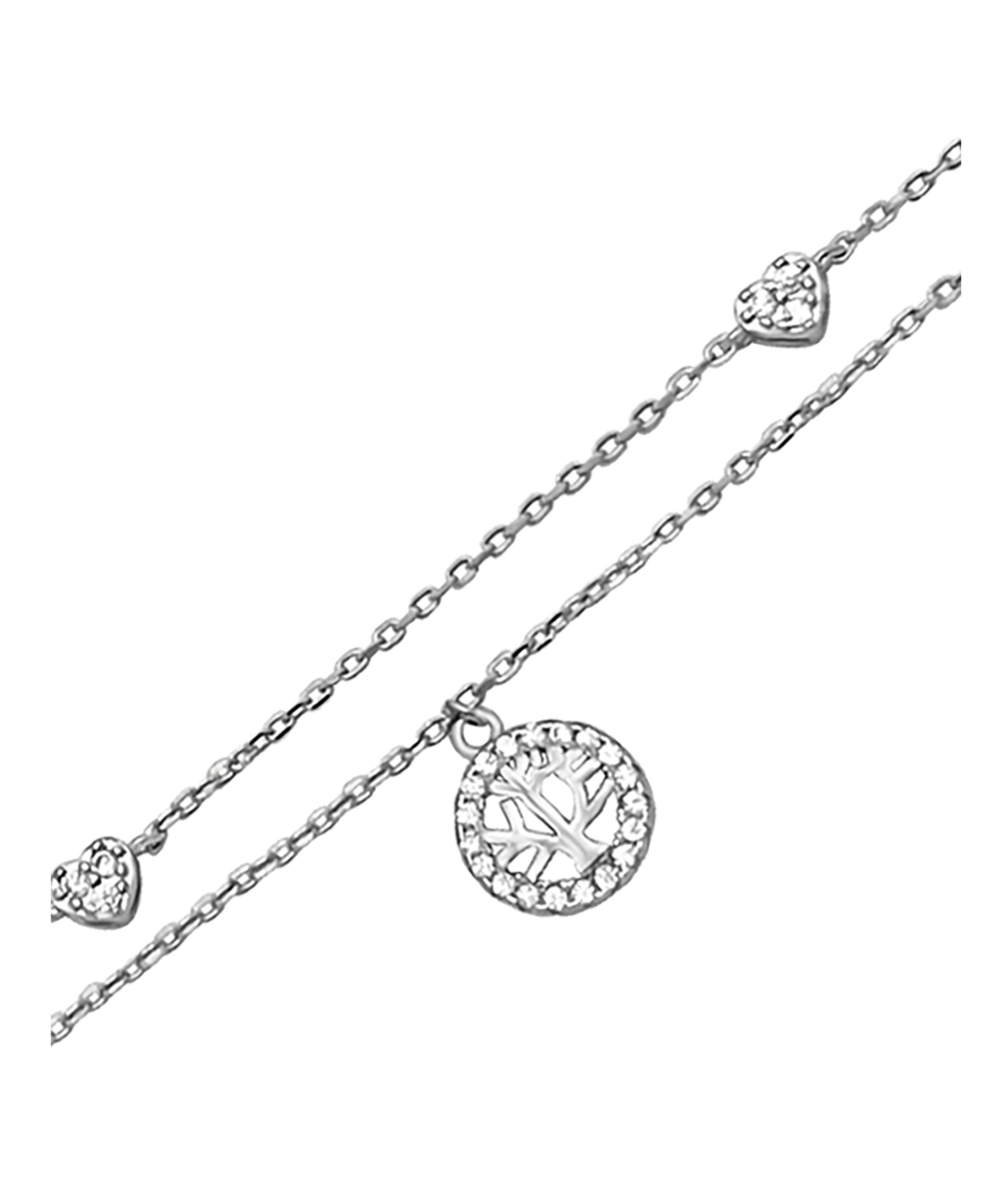 BRACELET EN ARGENT DOUBLE MAILLE ARBRE DE VIE COEUR