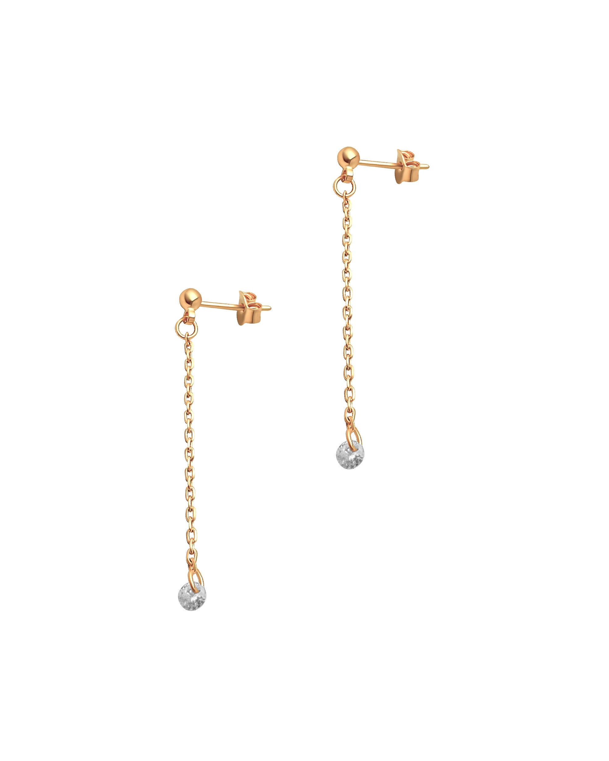 BOUCLES D'OREILLES EN PLAQUE OR PENDANT AVEC ZIRCONIUM