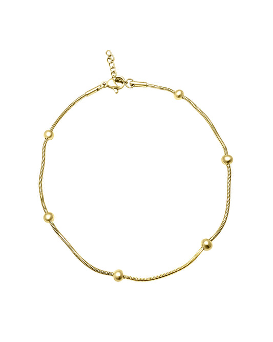 Bracelet de cheville en acier doré multi boules