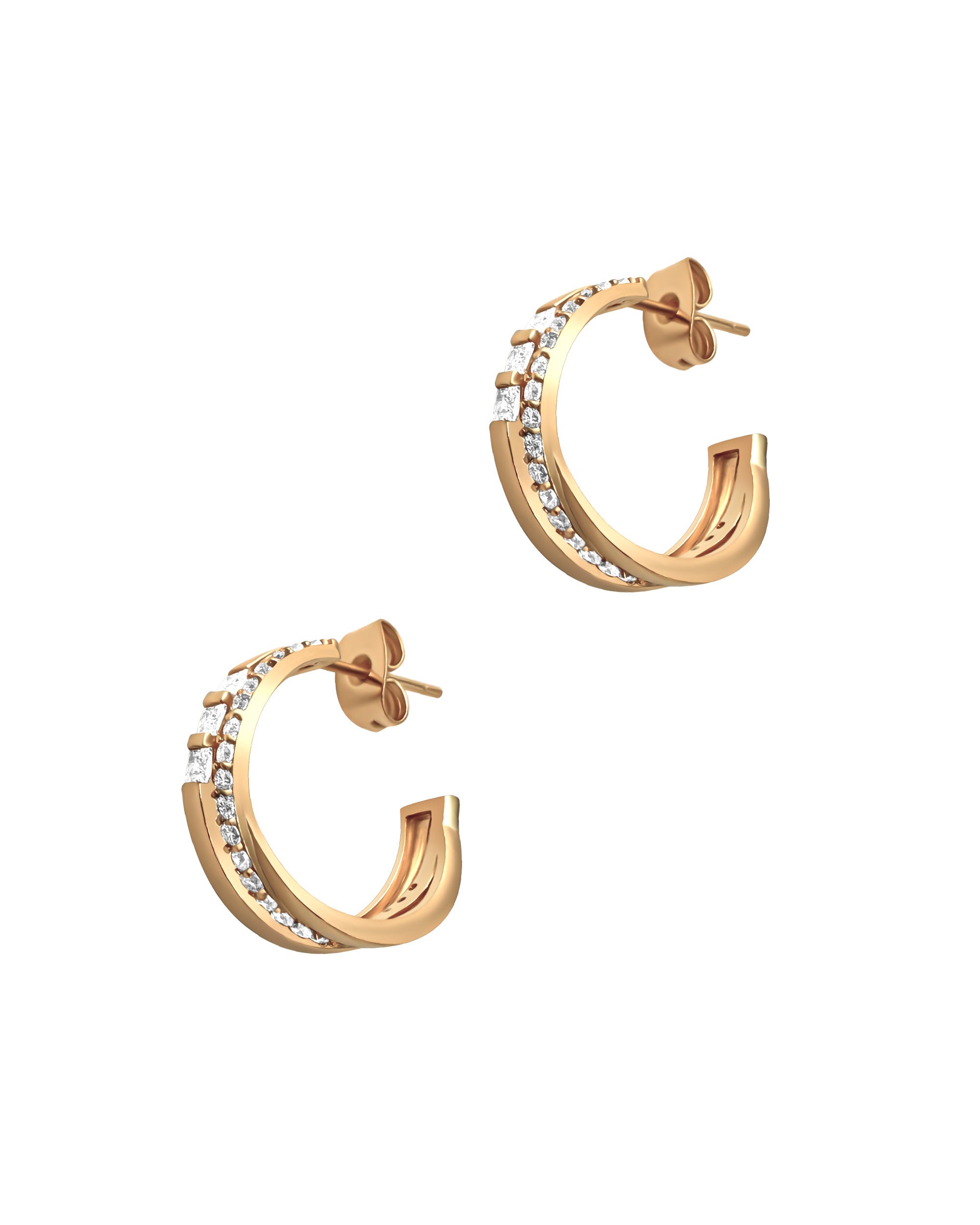 CREOLES EN PLAQUE OR AVEC ZIRCONIUM