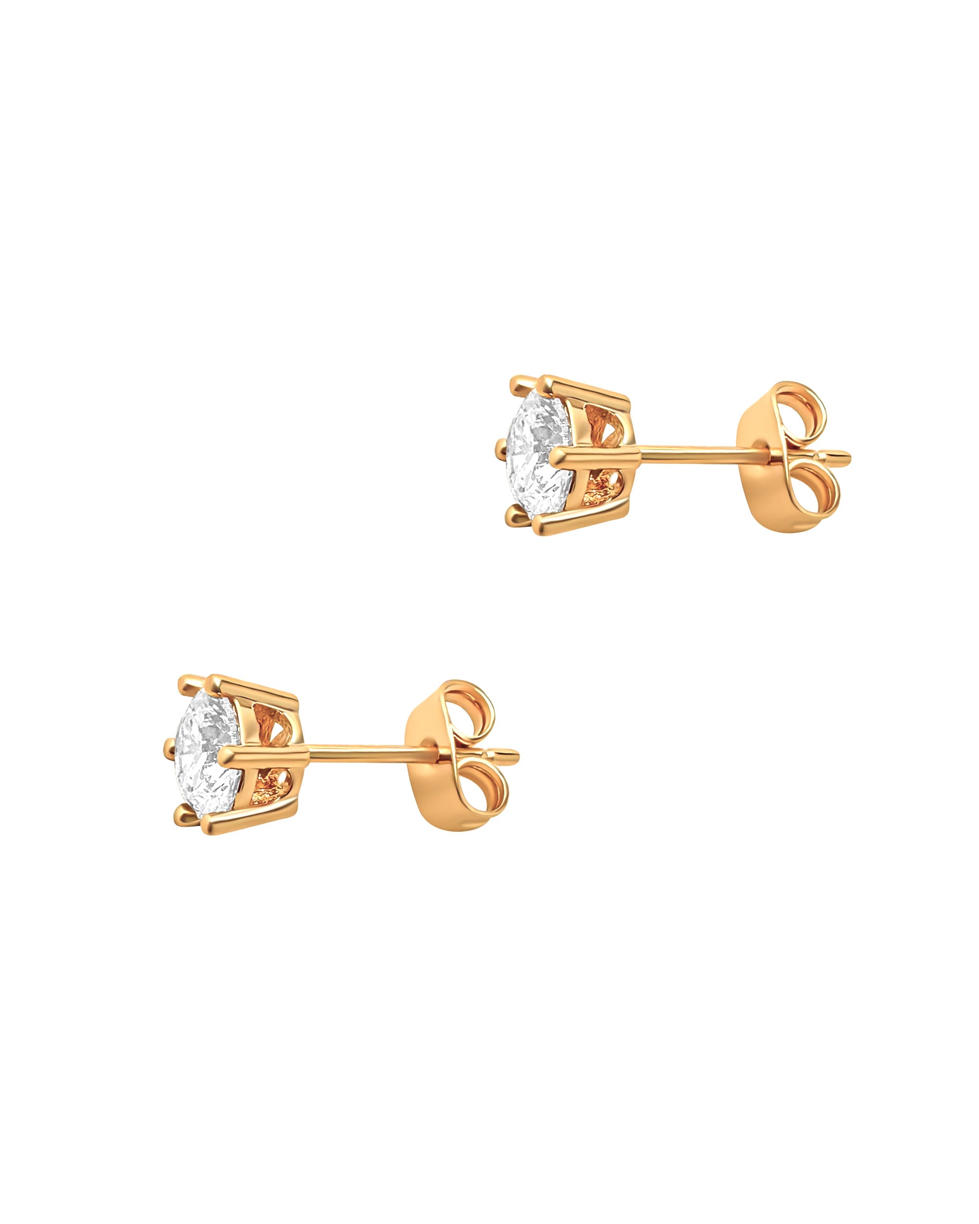 BOUCLES D'OREILLES EN PLAQUE OR AVEC SOLITAIRE