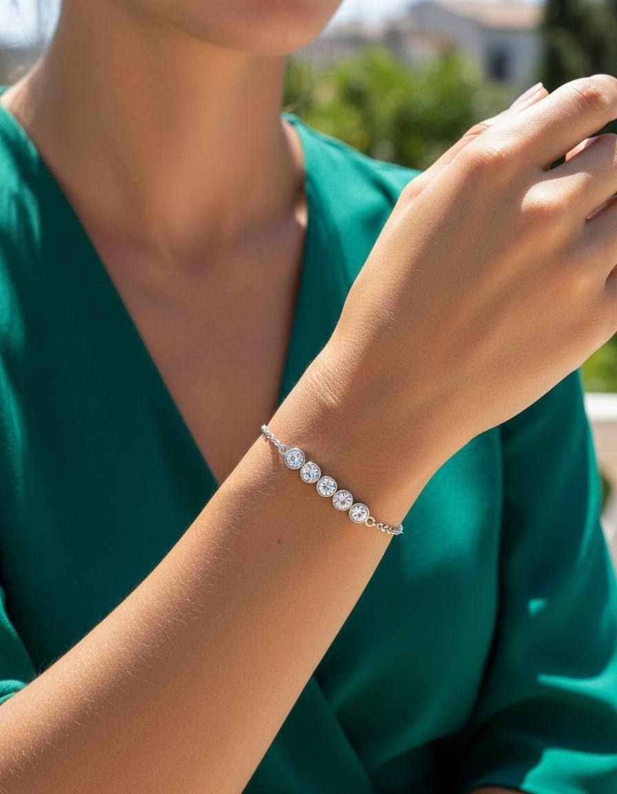 VERGULDE STALEN ARMBAND MET STRASS