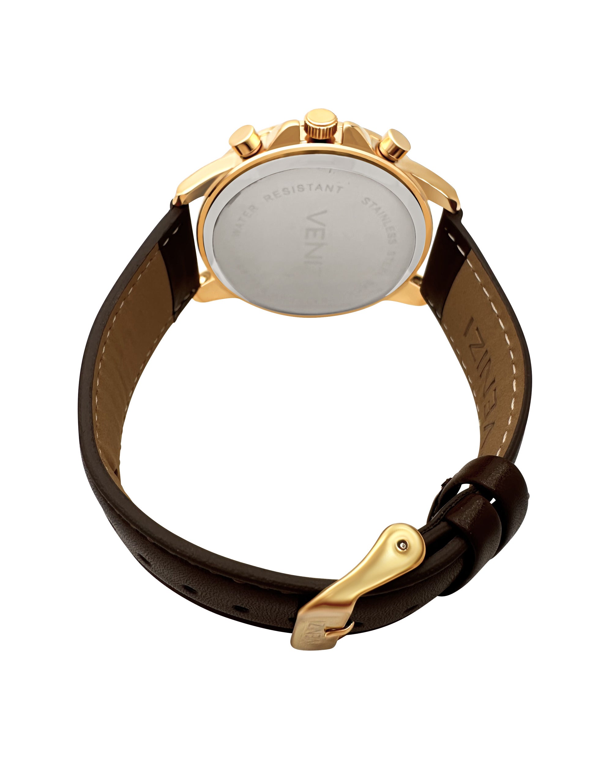 Montre Venizi dorée bracelet cuir brun