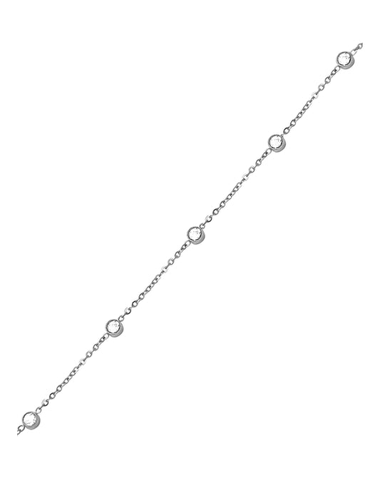 Bracelet de cheville en acier avec ronds en strass